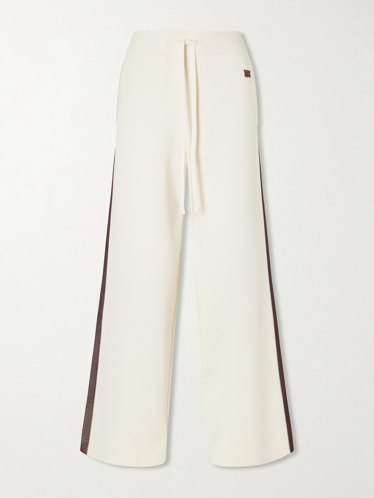 Wales Bonner Tide Logo-embroidered Knitted Track Pants In Neutral