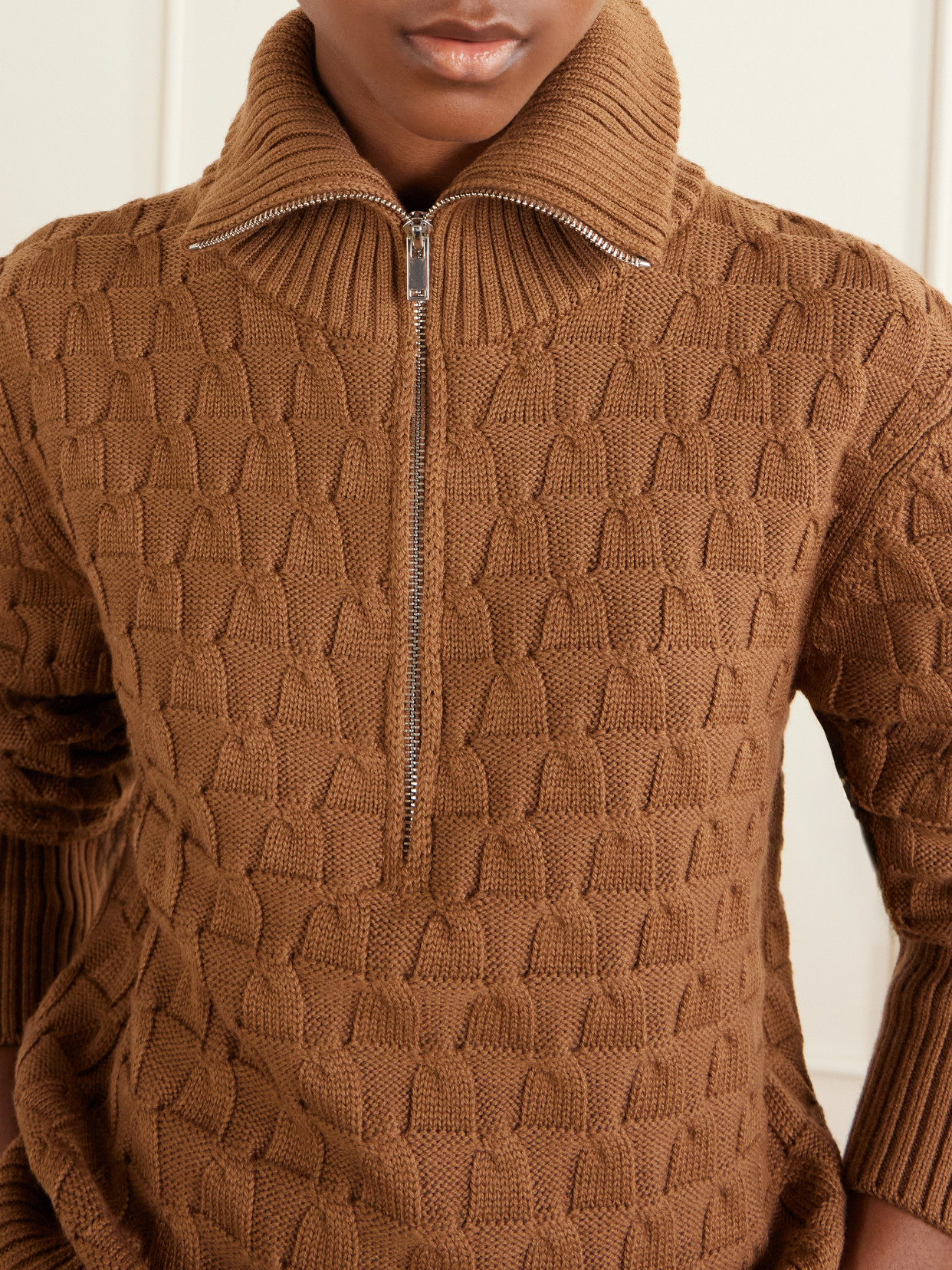 Acoustic Knitted Wool Half-Zip Turtleneck Sweater