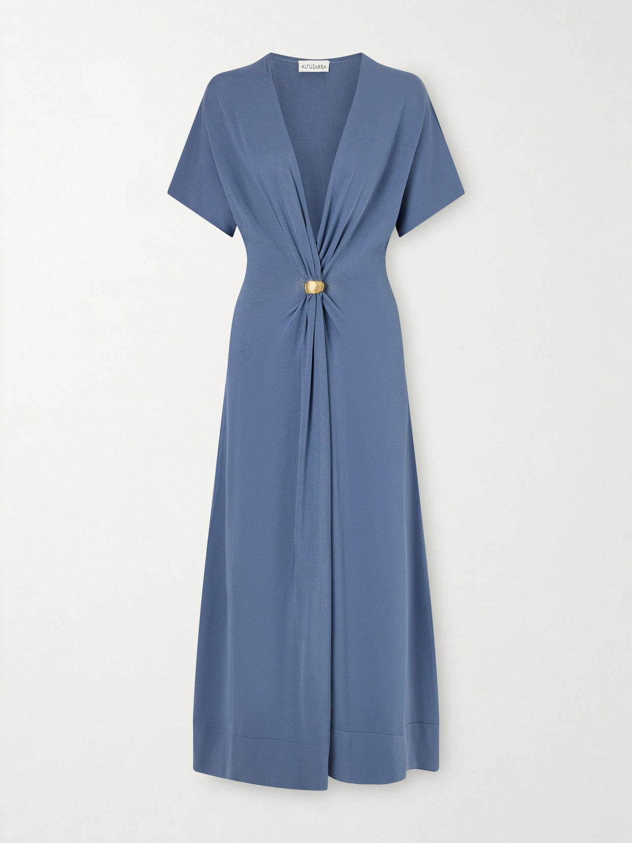 Altuzarra Rena Embellished Gathered Jersey Maxi Dress In Blue