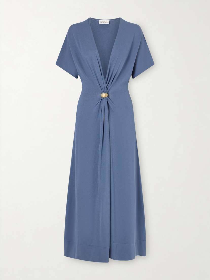 Altuzarra Rena Embellished Gathered Jersey Maxi Dress