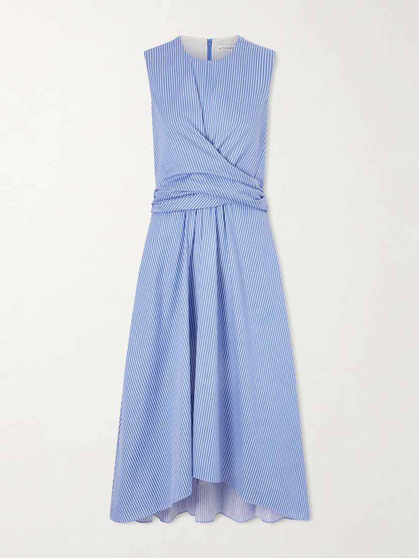 Altuzarra Penny Striped Gathered Cotton Midi Dress