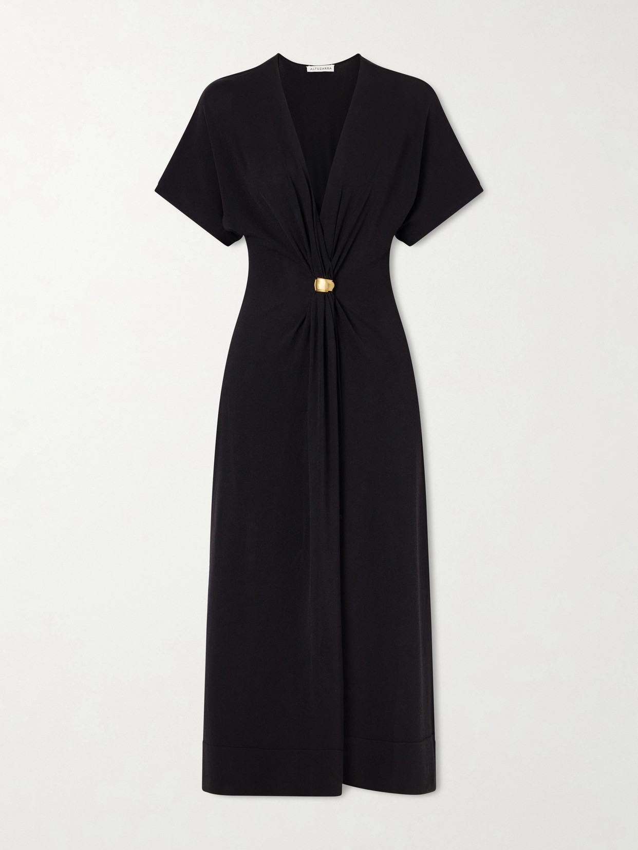 Altuzarra Rena Embellished Gathered Jersey Maxi Dress In Black