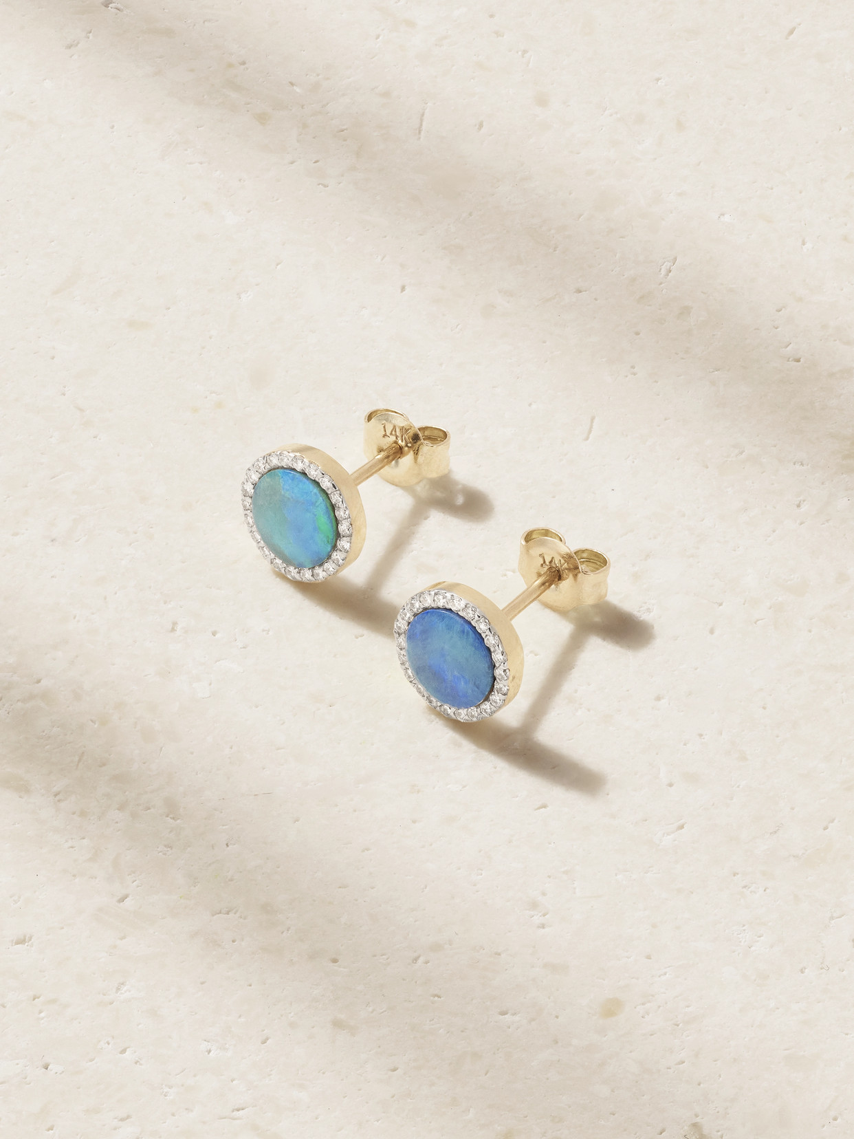 Mateo 14-karat Gold, Opal And Diamond Earrings In Blue