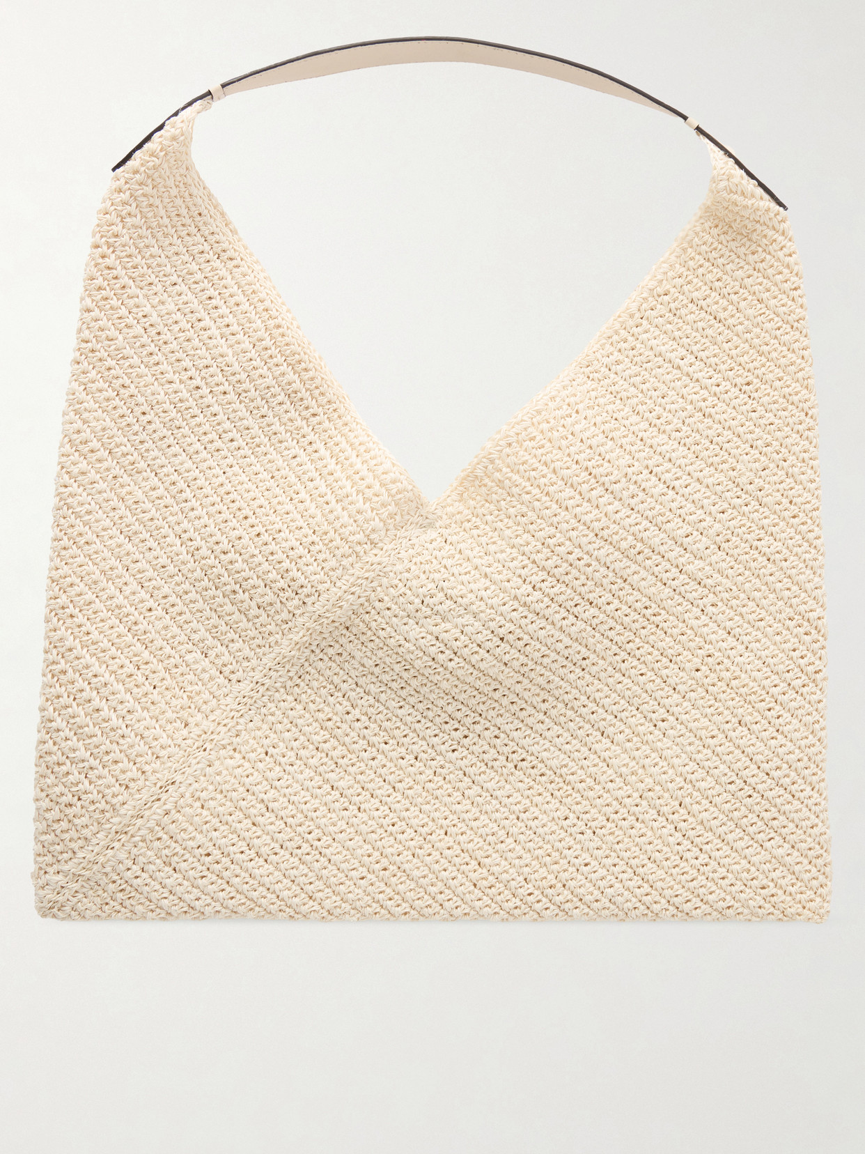 Origami Large Leather-Trimmed Raffia Tote