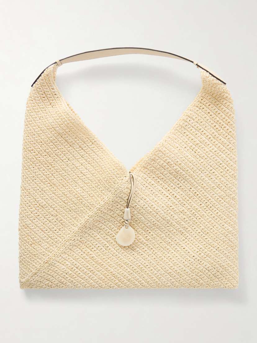 Hunting Season Origami Large Leather-trimmed Raffia Tote