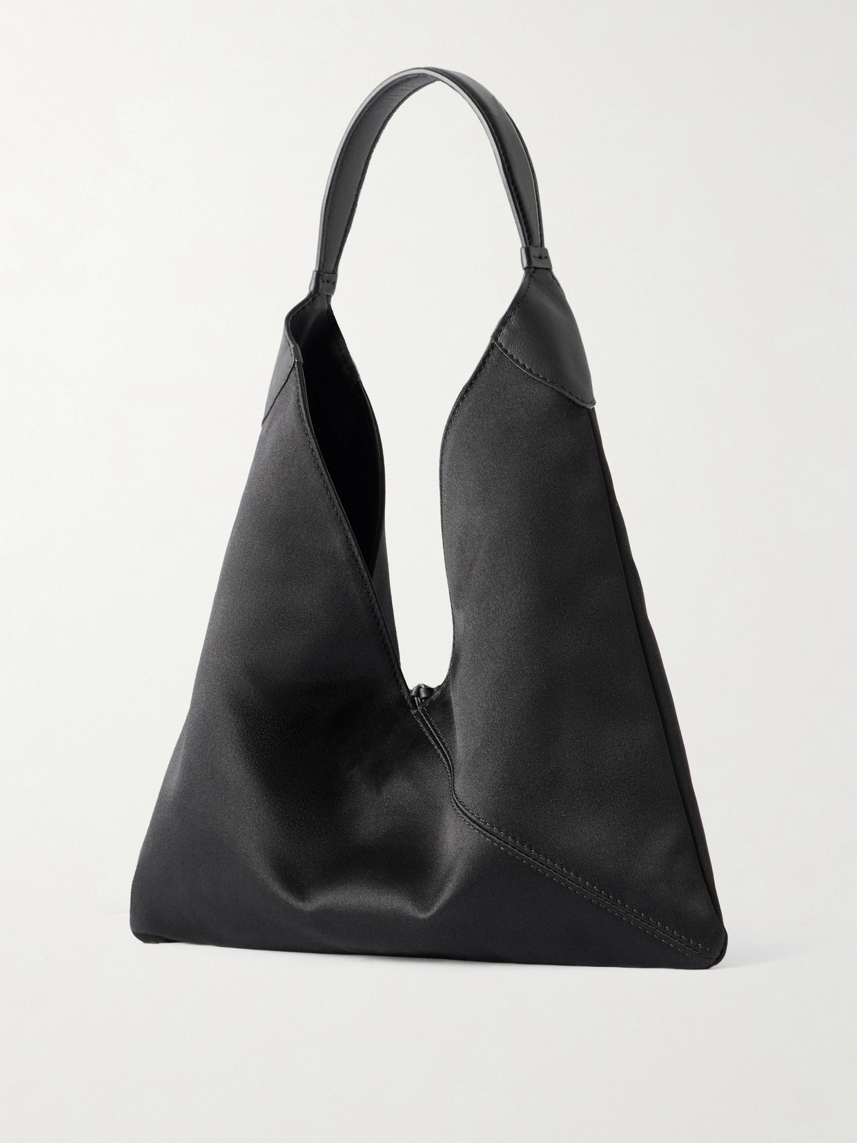 Origami Medium Leather-Trimmed Satin Shoulder Bag