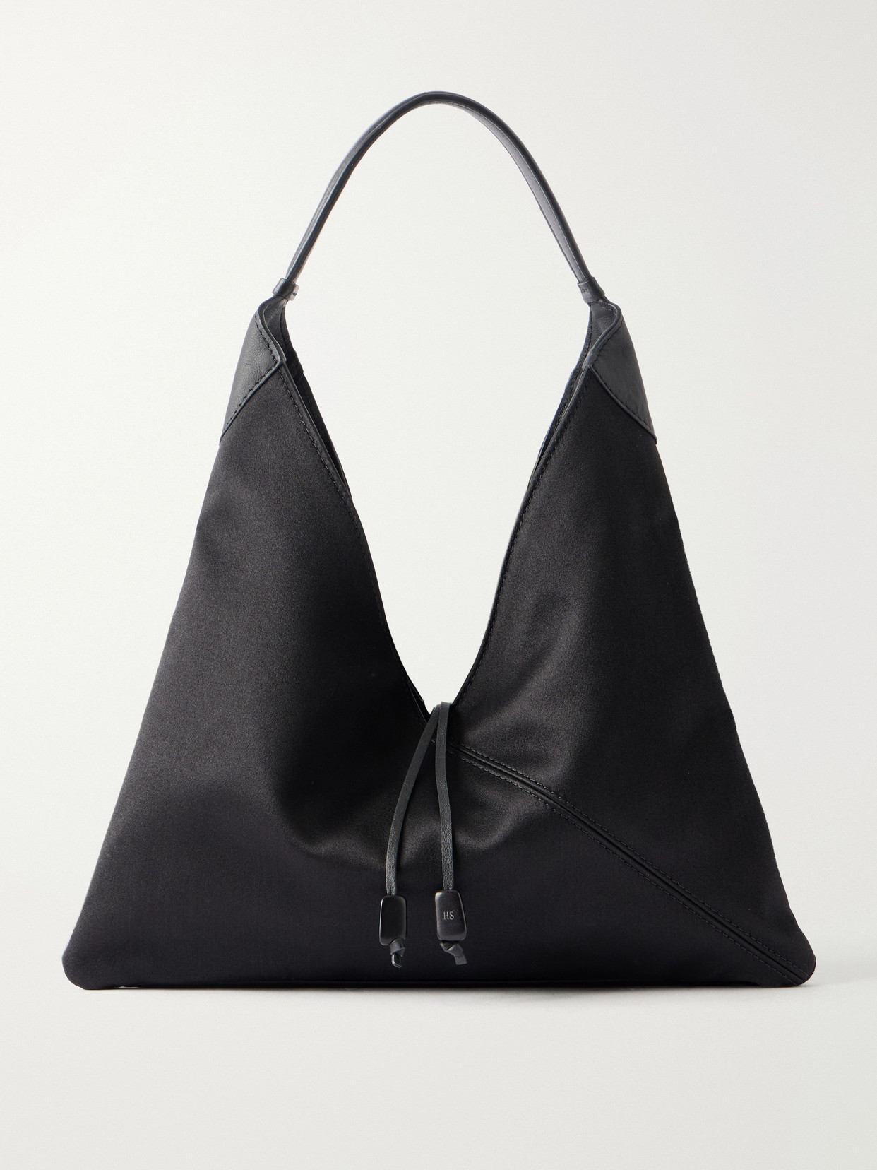 Hunting Season Origami Medium Leather-trimmed Satin Shoulder Bag In Black