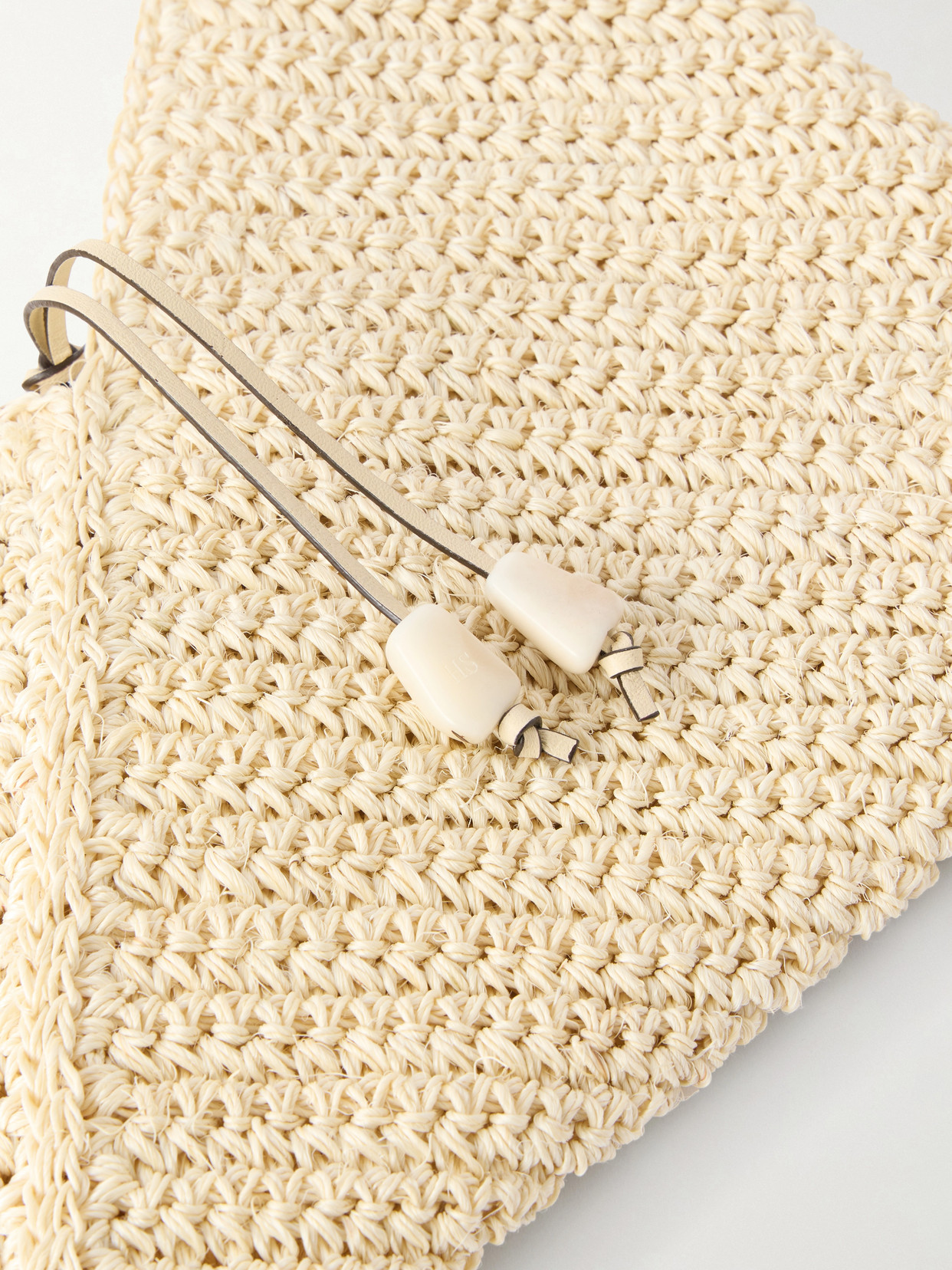 Origami Small Leather-Trimmed Raffia Tote