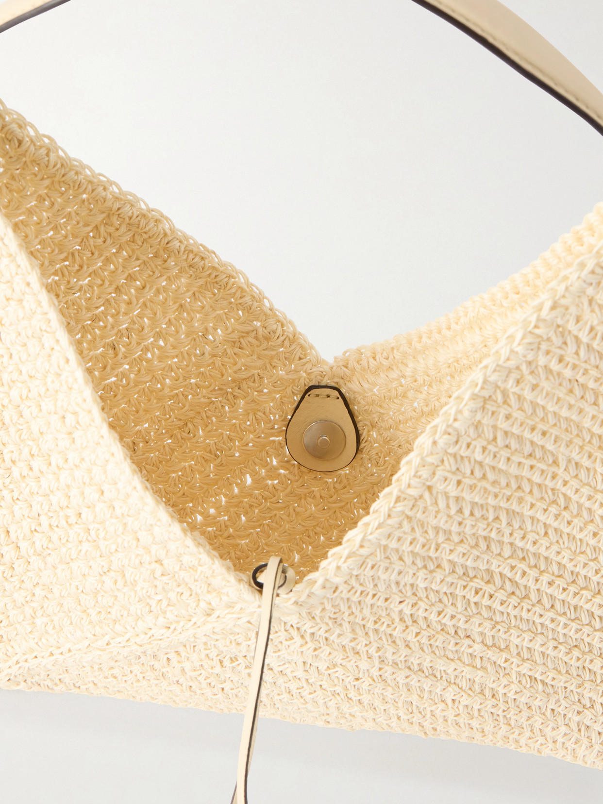 Origami Small Leather-Trimmed Raffia Tote