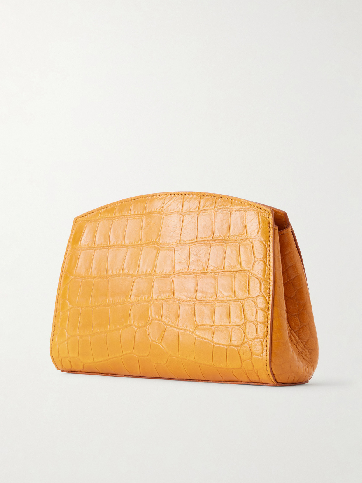 Liffner Pushlock Croc-effect Leather Clutch In Gold