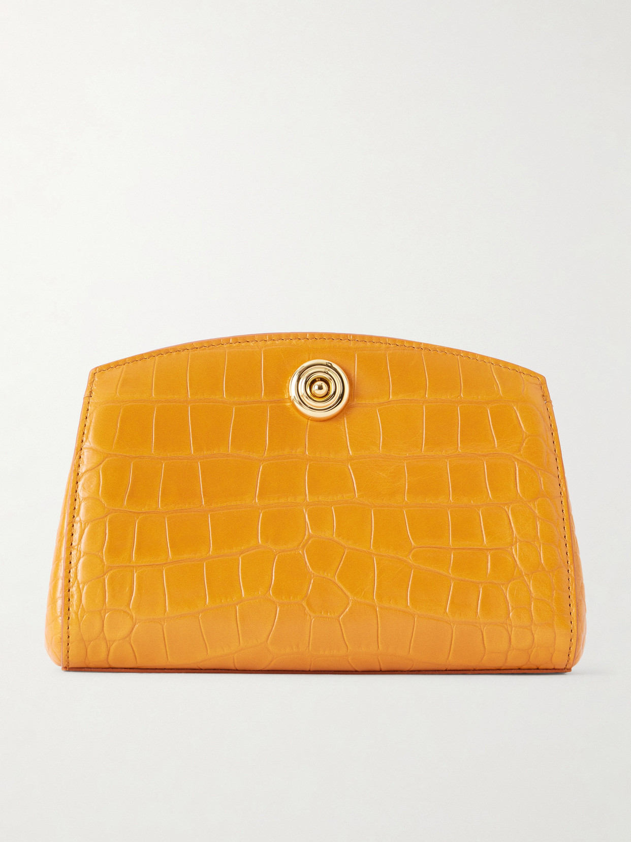 Liffner Pushlock Croc-effect Leather Clutch In Gold