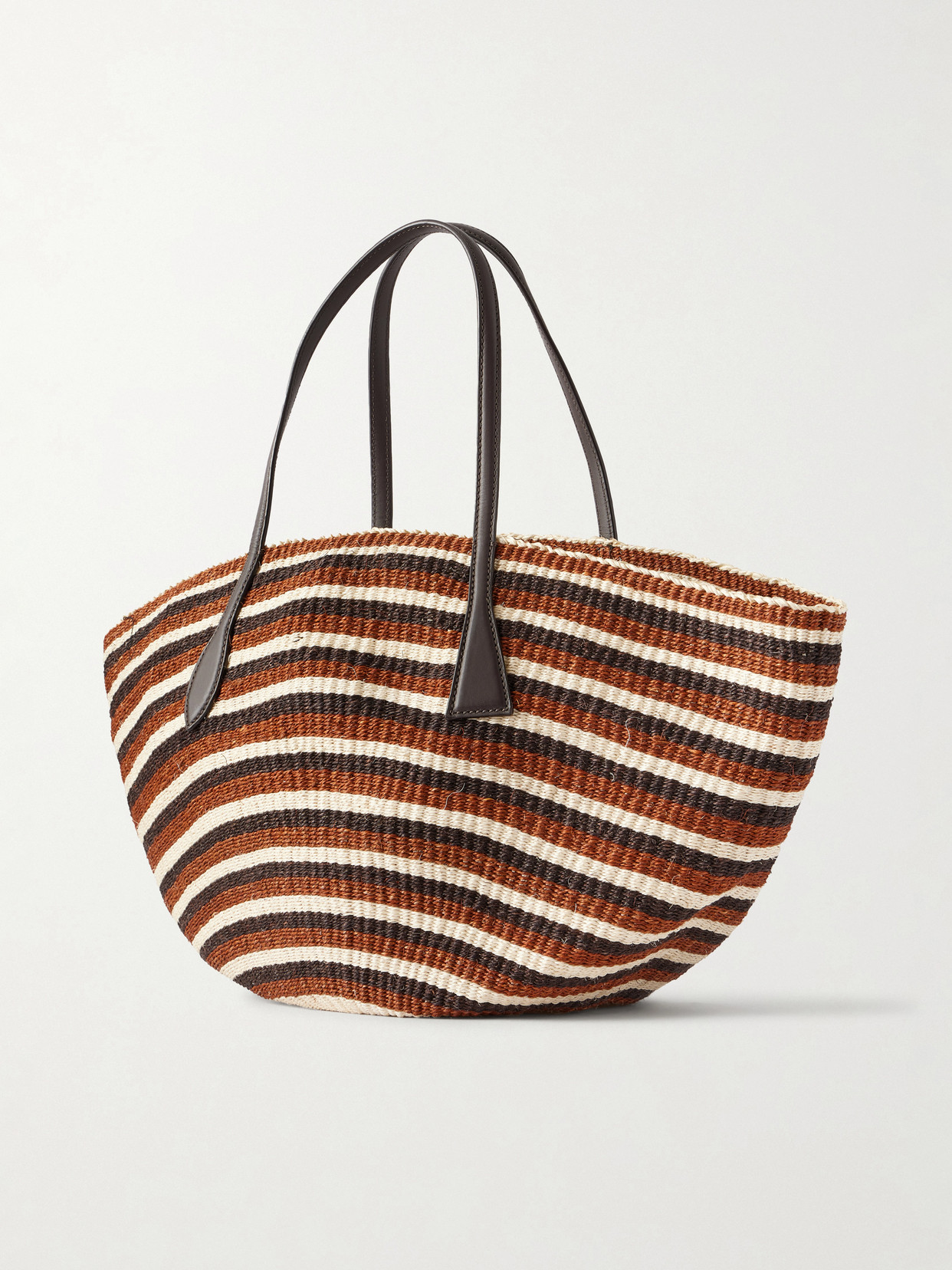 Sprout Striped Leather-Trimmed Sisal Tote