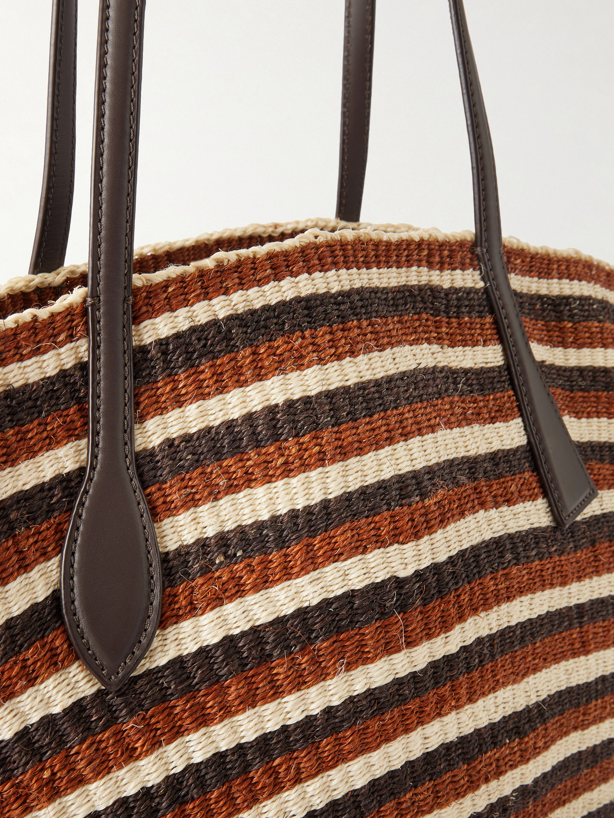 Sprout Striped Leather-Trimmed Sisal Tote