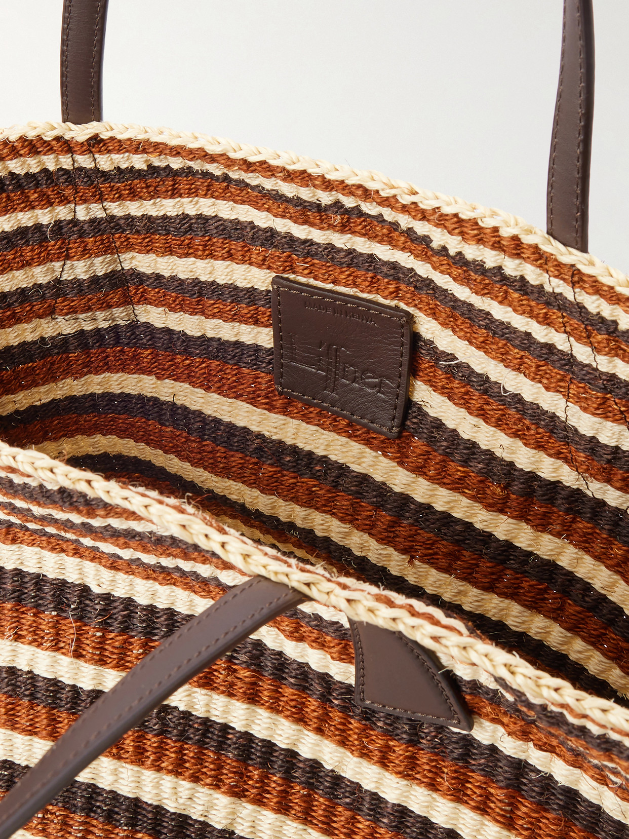 Sprout Striped Leather-Trimmed Sisal Tote