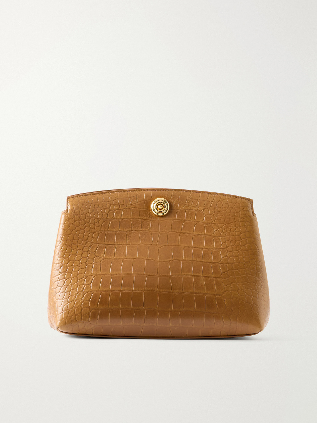 Liffner Pushlock Croc-effect Leather Clutch In Brown