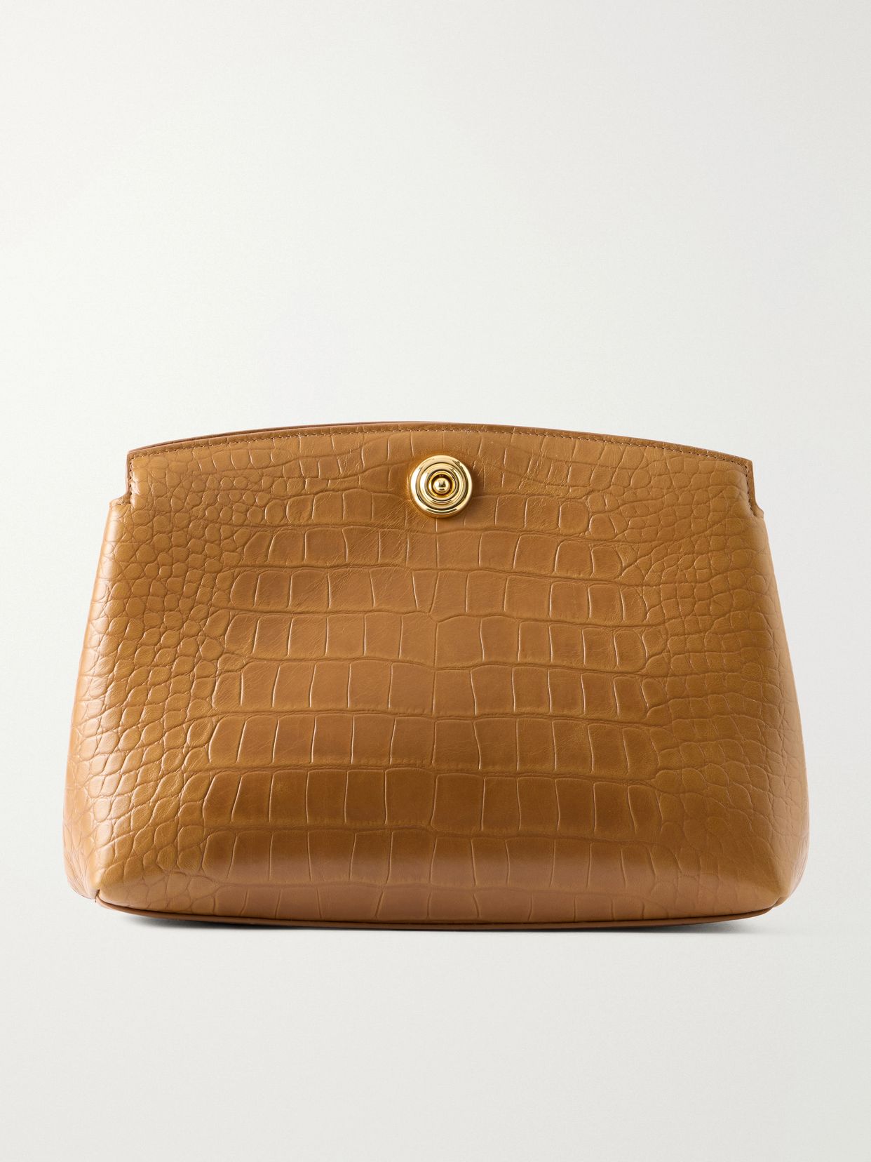 Pushlock croc-effect leather clutch