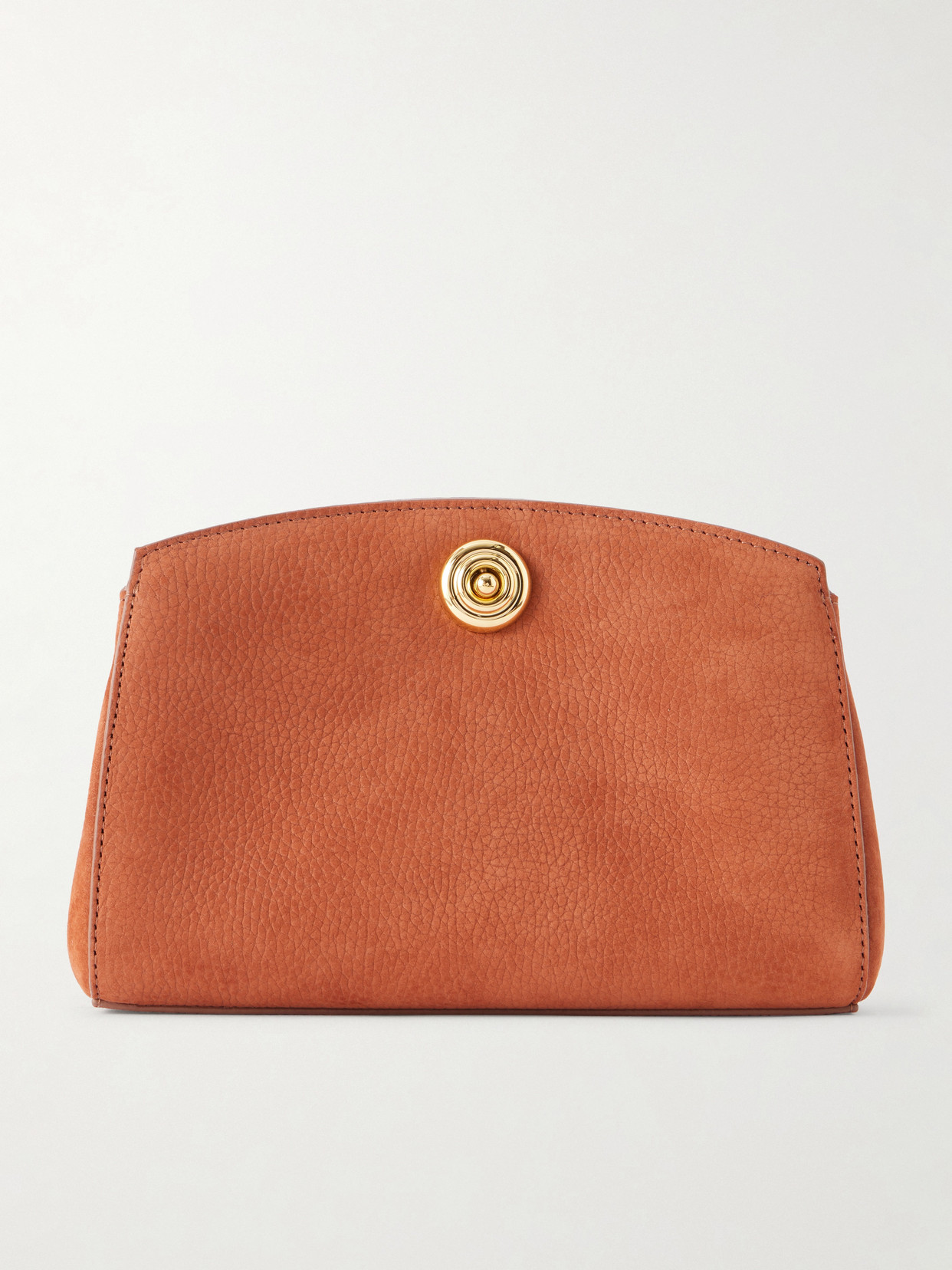Liffner Pushlock Leather Clutch In Brown
