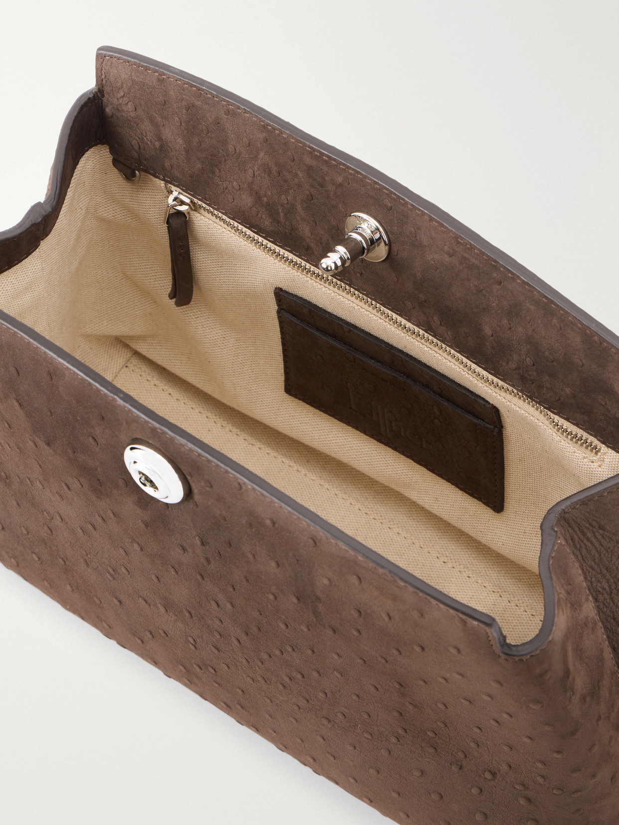 Liffner Pushlock Leather Pouch In Brown