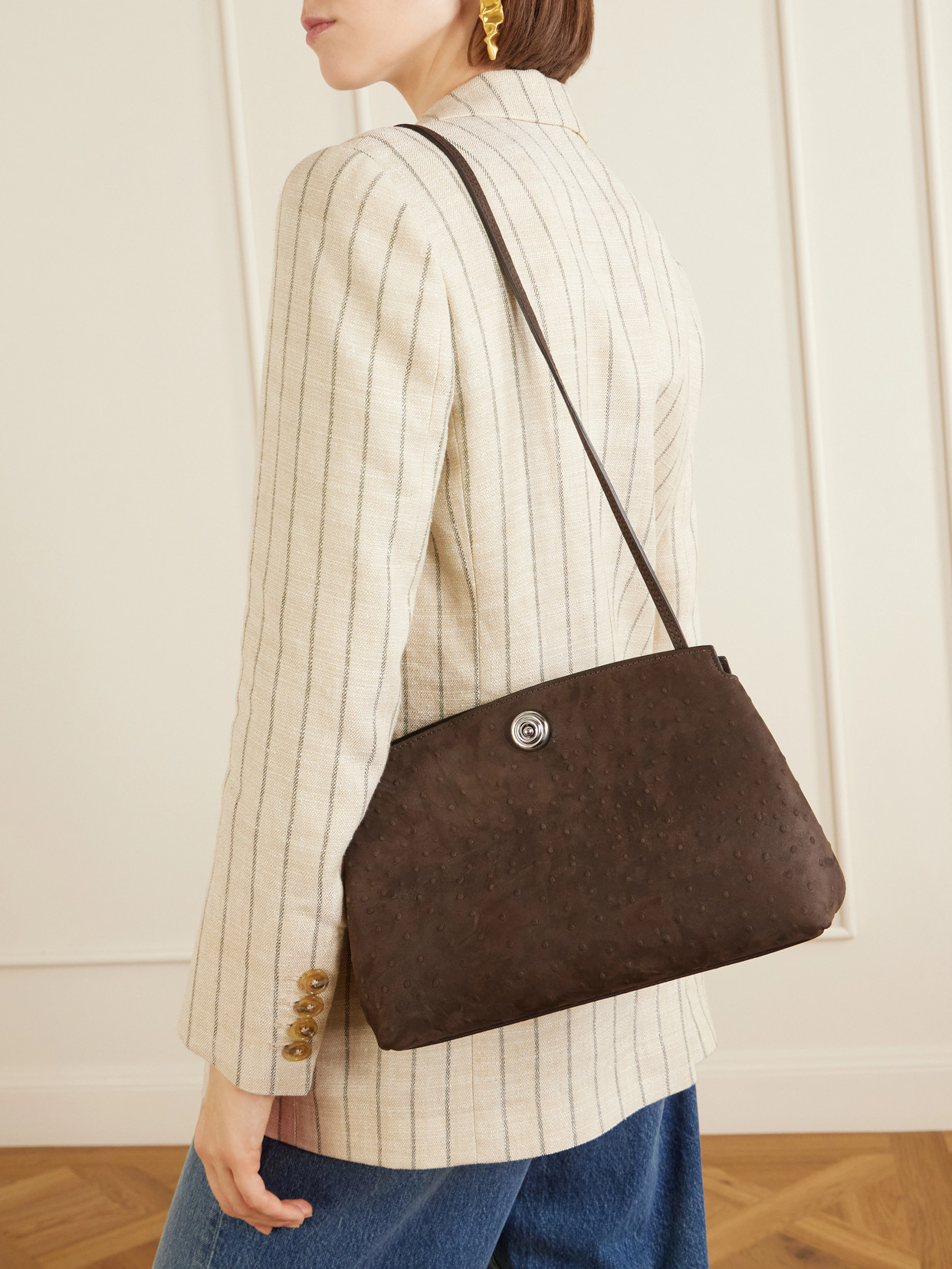 Liffner Pushlock Leather Pouch In Brown