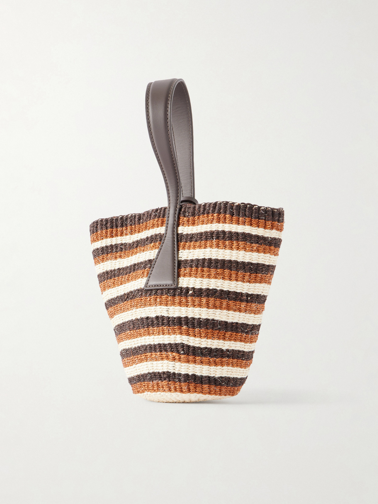 Leather-Trimmed Striped Sisal Tote