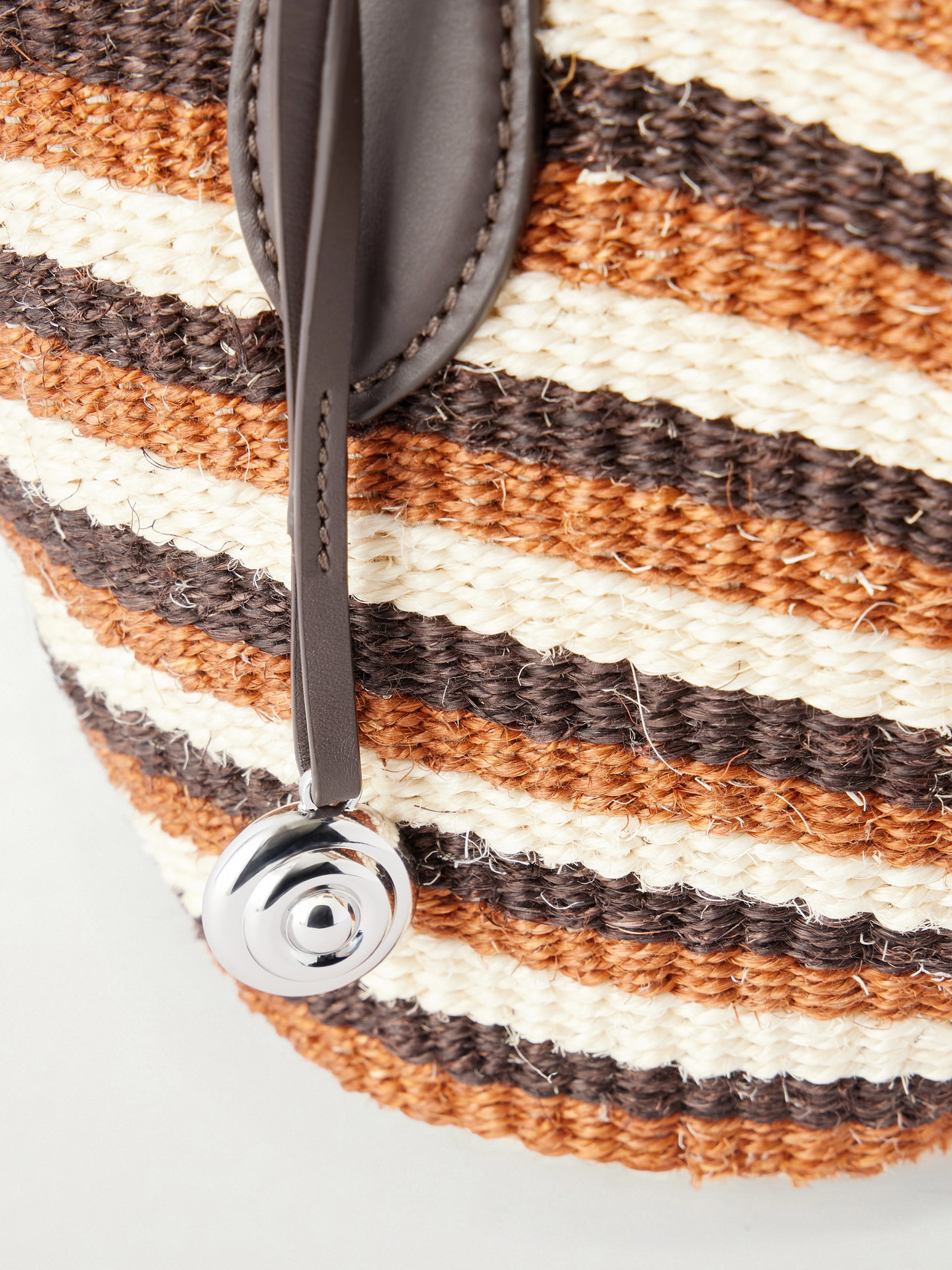 Leather-Trimmed Striped Sisal Tote