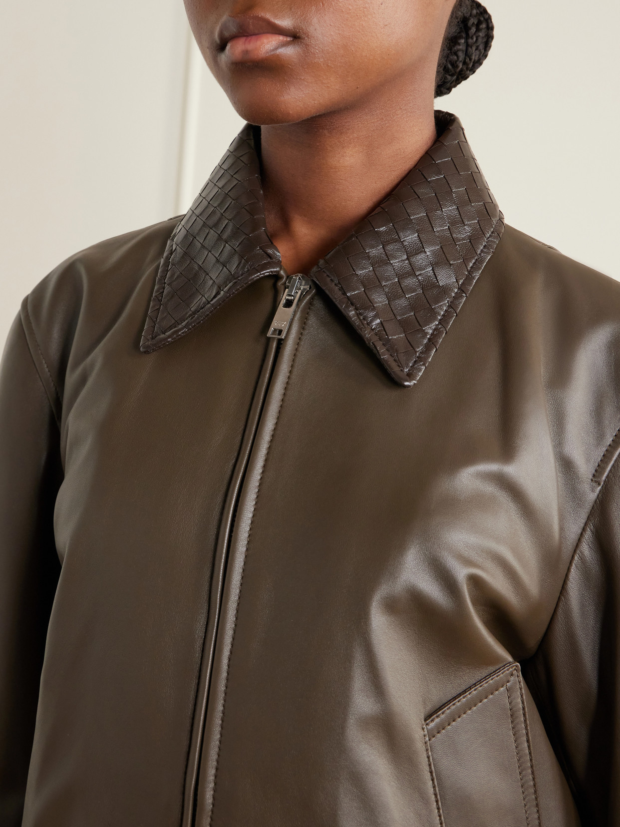 Intrecciato-Trimmed Jacket