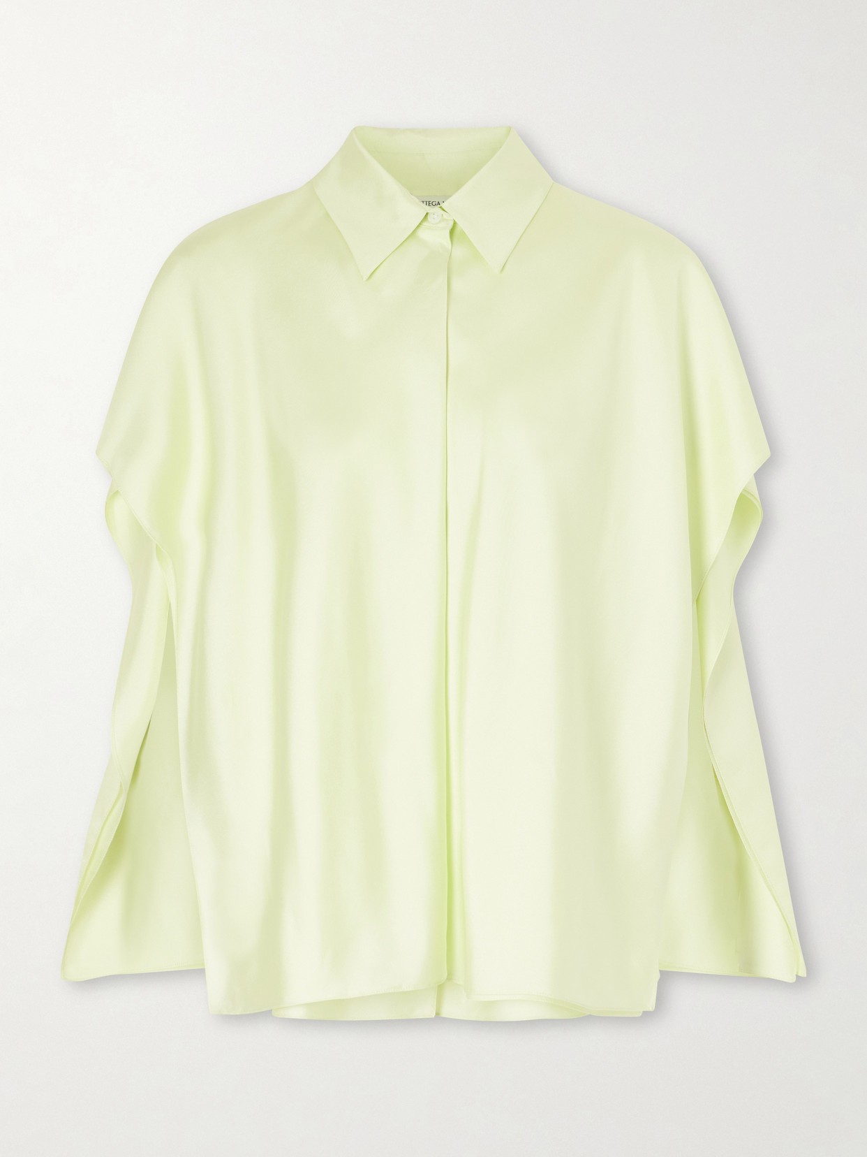 Cape-Effect Layered Silk-Twill Shirt