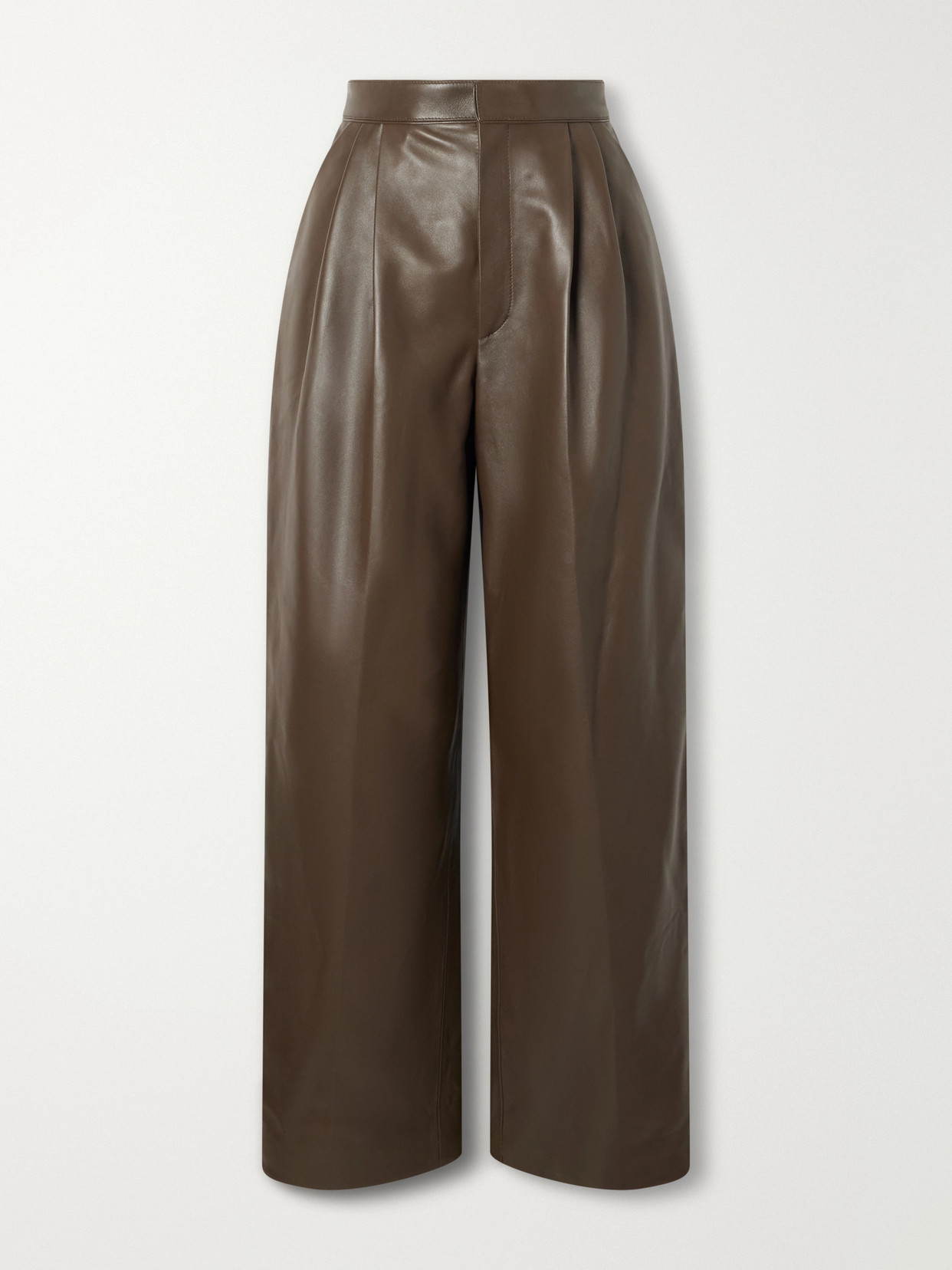 Bottega Veneta - Pleated Leather Wide-leg Pants - Green