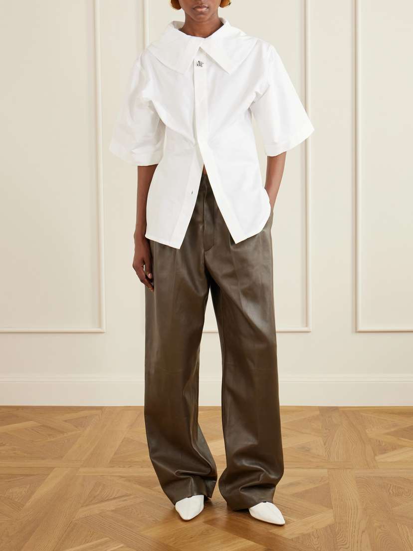Bottega Veneta Pleated Leather Wide-leg Pants | Thumbnail 2 Bottega Veneta Pleated Leather Wide-leg Pants | Thumbnail 2