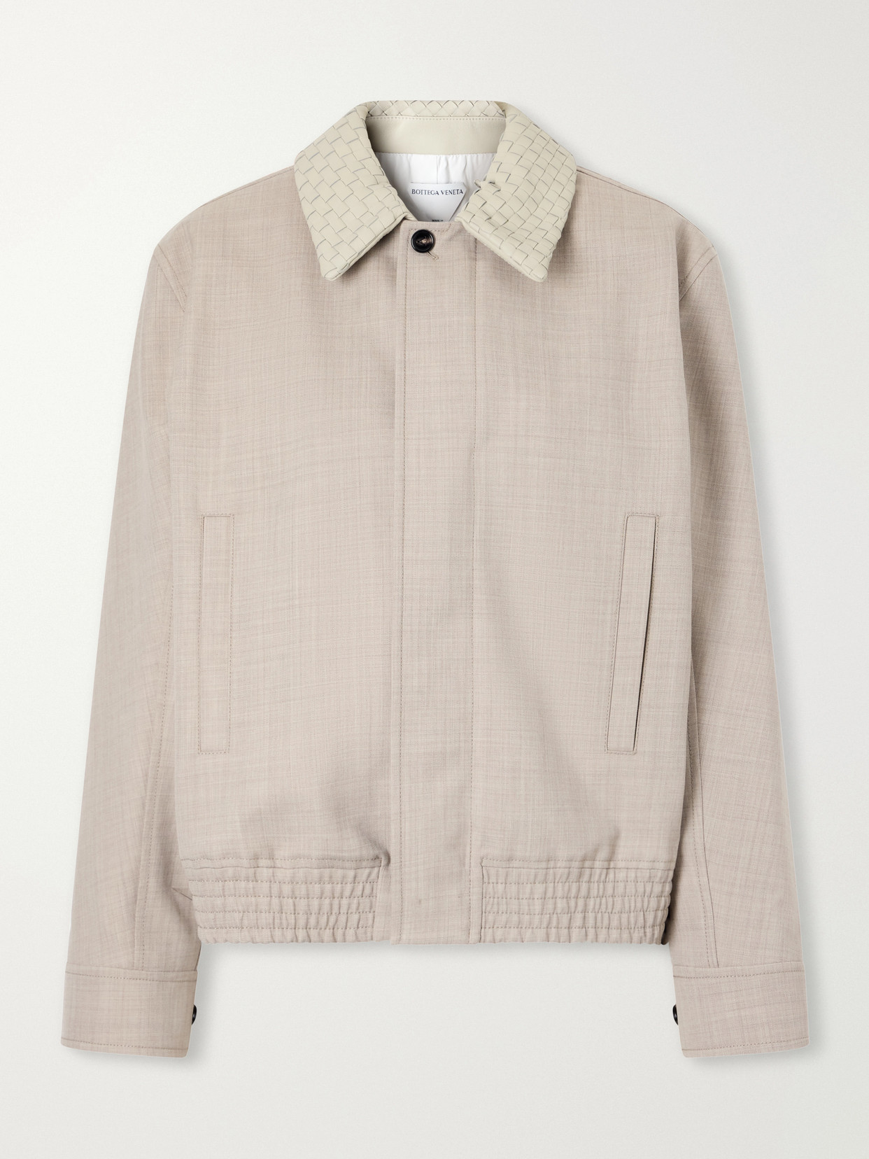 Bottega Veneta - Intrecciato Leather-trimmed Cotton And Linen-blend Jacket - Neutrals