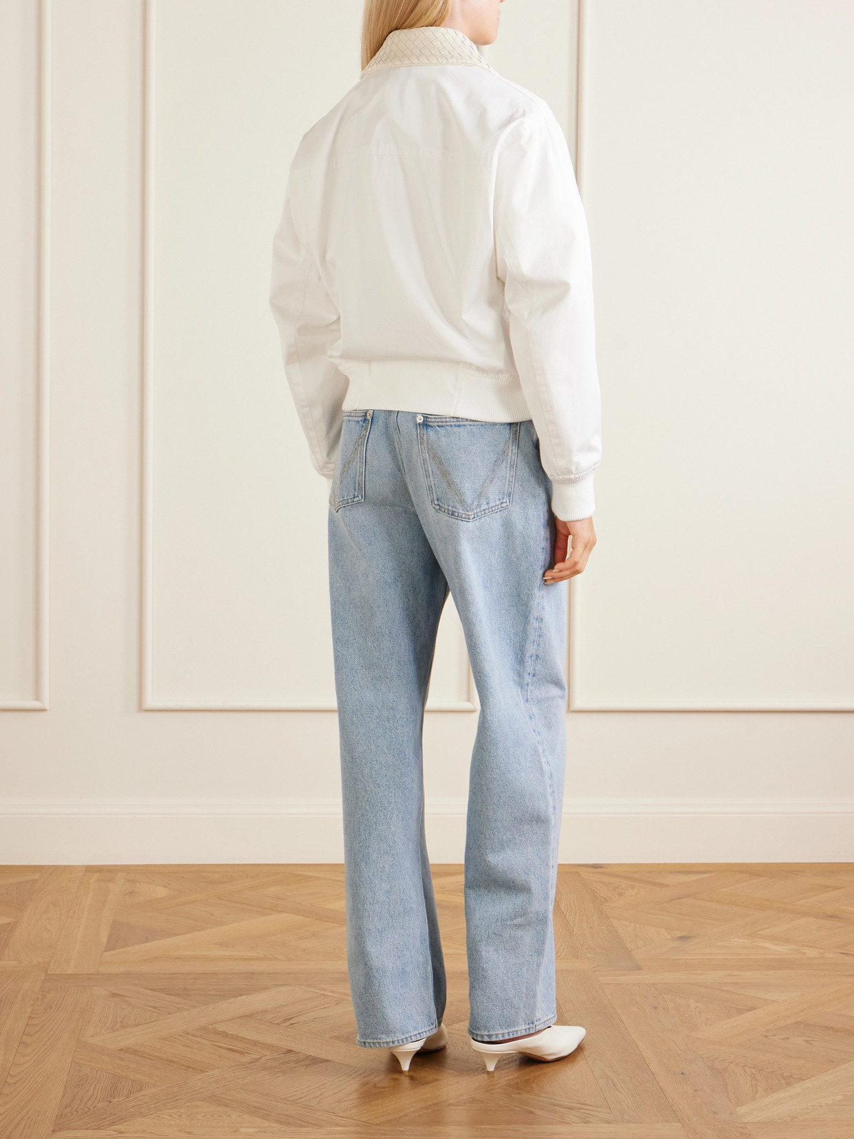 Intrecciato Leather-Trimmed Cotton Jacket