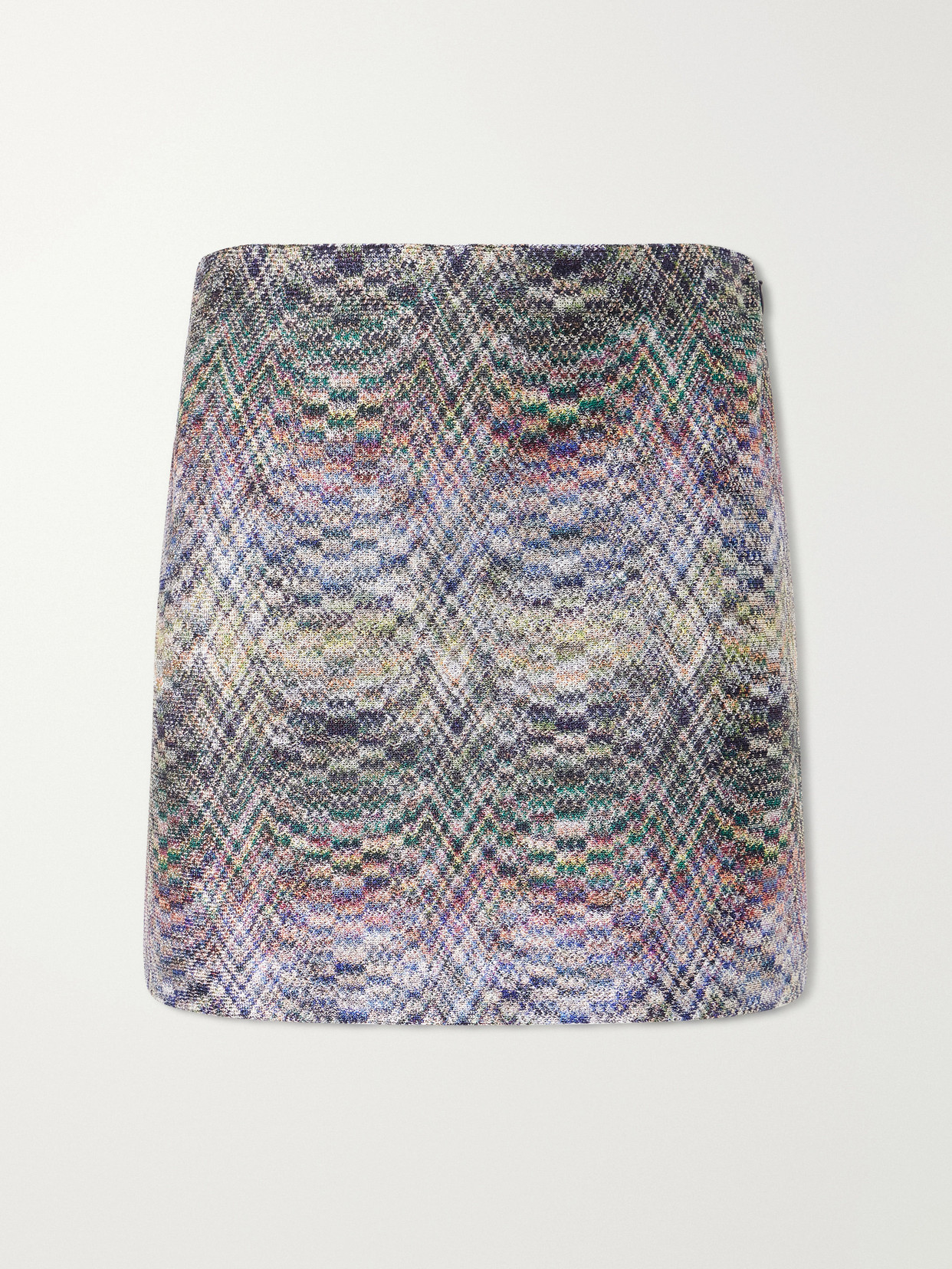 Missoni Striped Metallic Crochet-knit Mini Skirt In Purple
