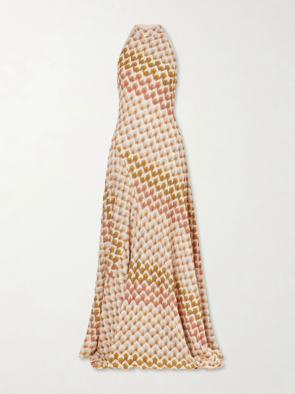 Missoni Striped Metallic Crochet-knit Halterneck Maxi Dress In Multi
