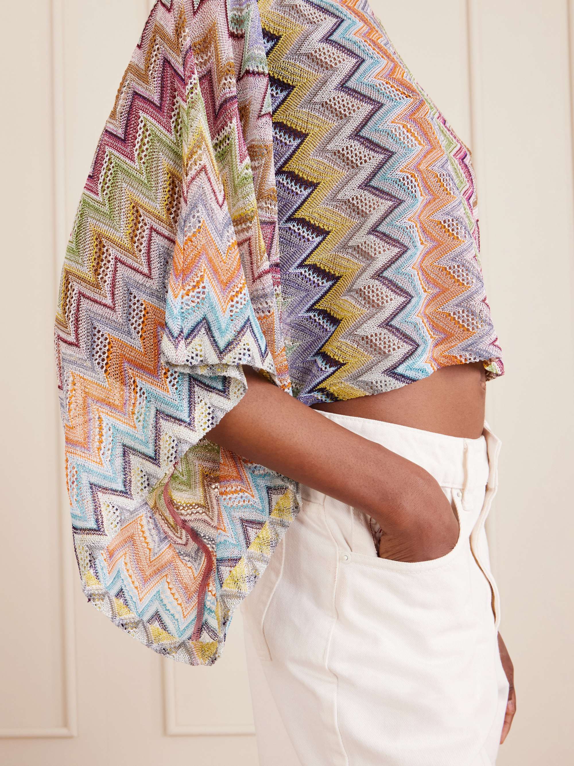 MISSONI Striped cropped metallic crochet-knit top | NET-A-PORTER