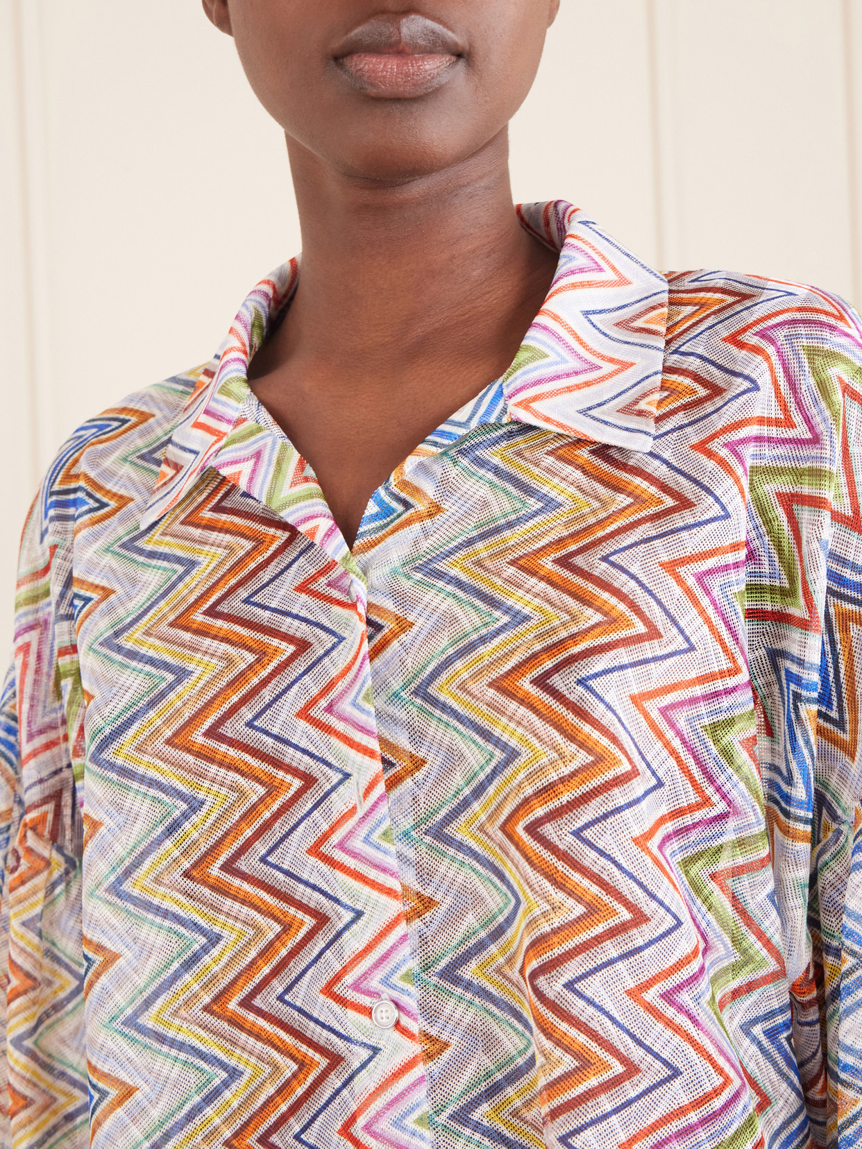 Striped Crochet-Knit Shirt