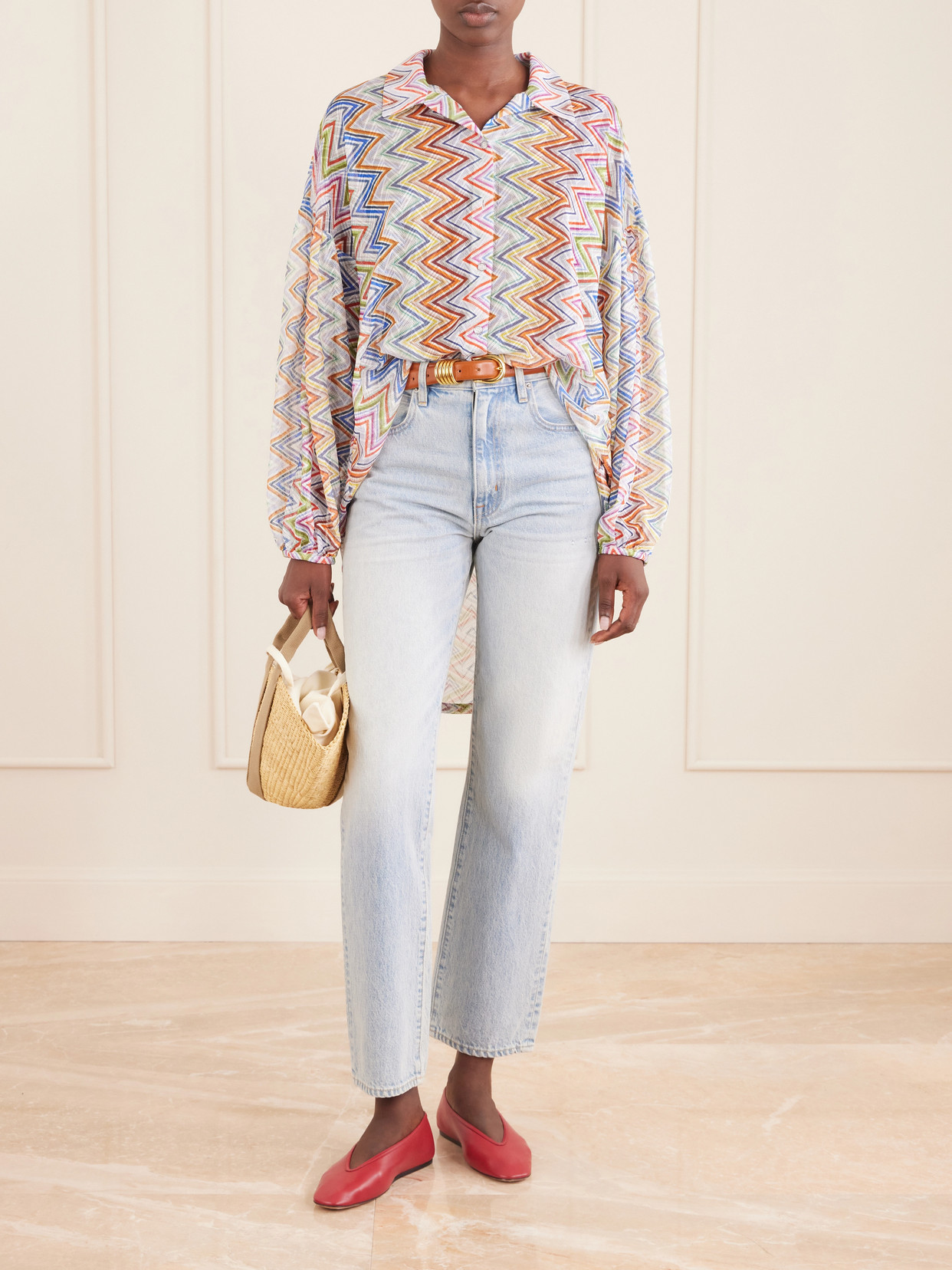 Striped Crochet-Knit Shirt