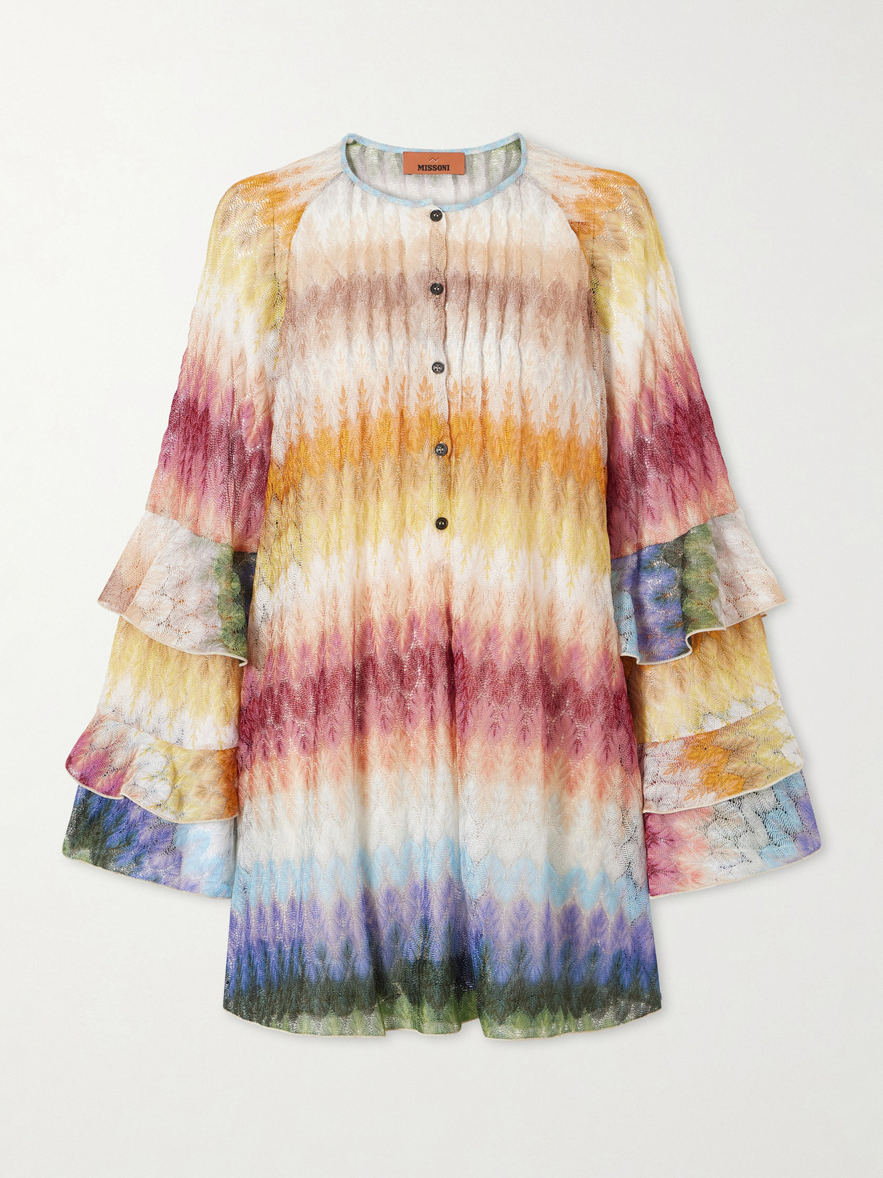 Missoni Striped Metallic Crochet-knit Mini Dress In Multi