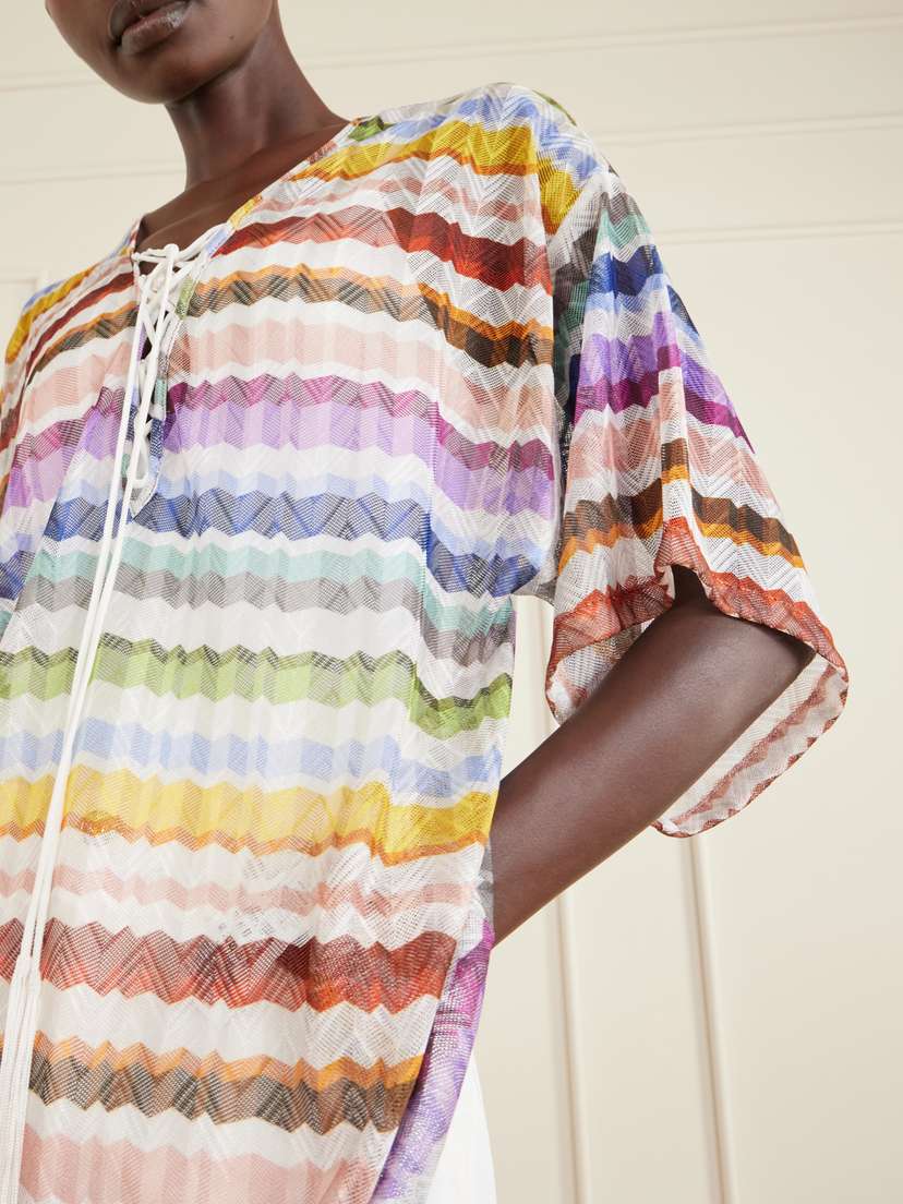 Missoni Lace-up Striped Metallic Crochet-knit Coverup | Thumbnail 4 Missoni Lace-up Striped Metallic Crochet-knit Coverup | Thumbnail 4