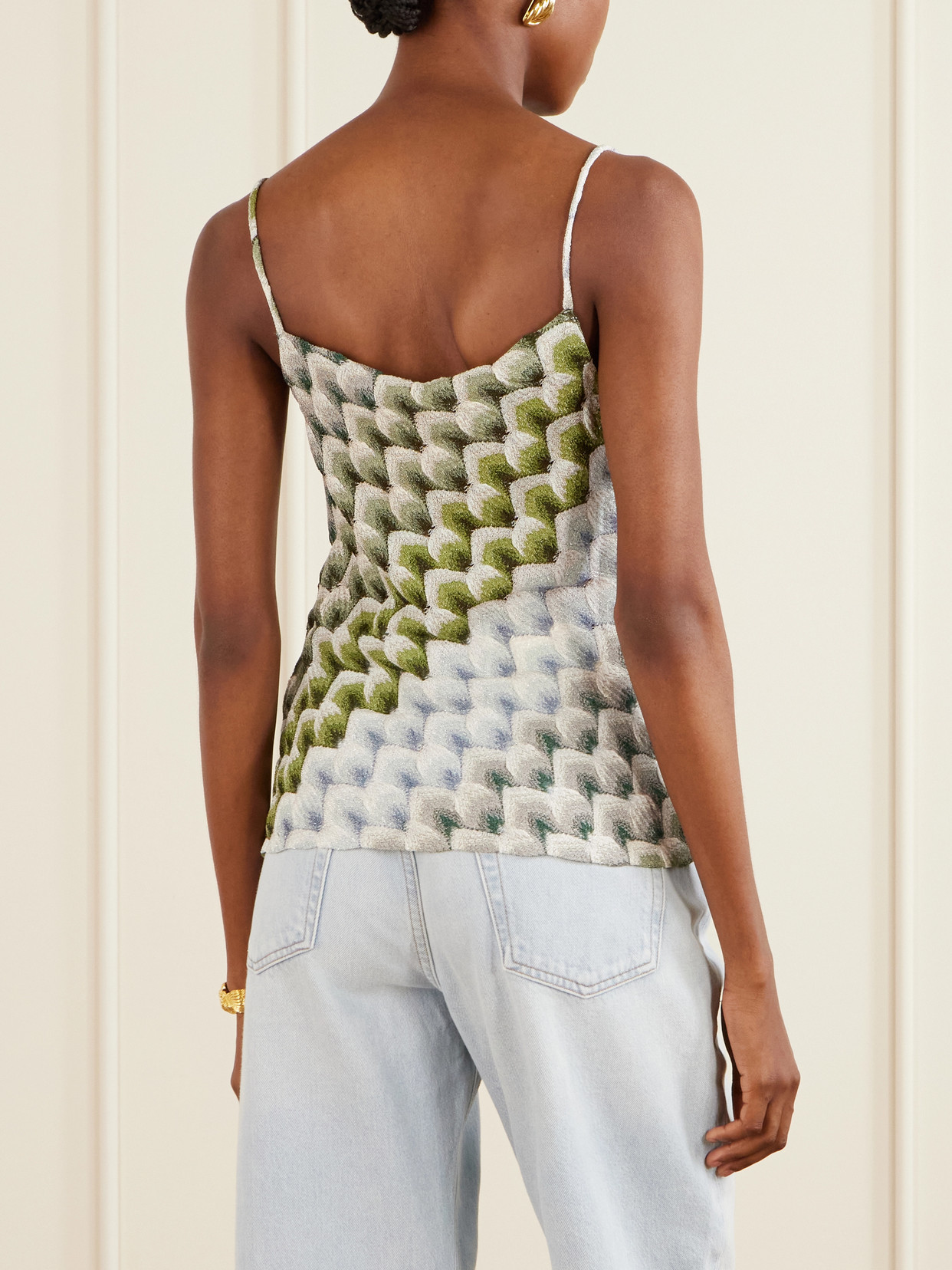 Metallic Crochet-Knit Tank