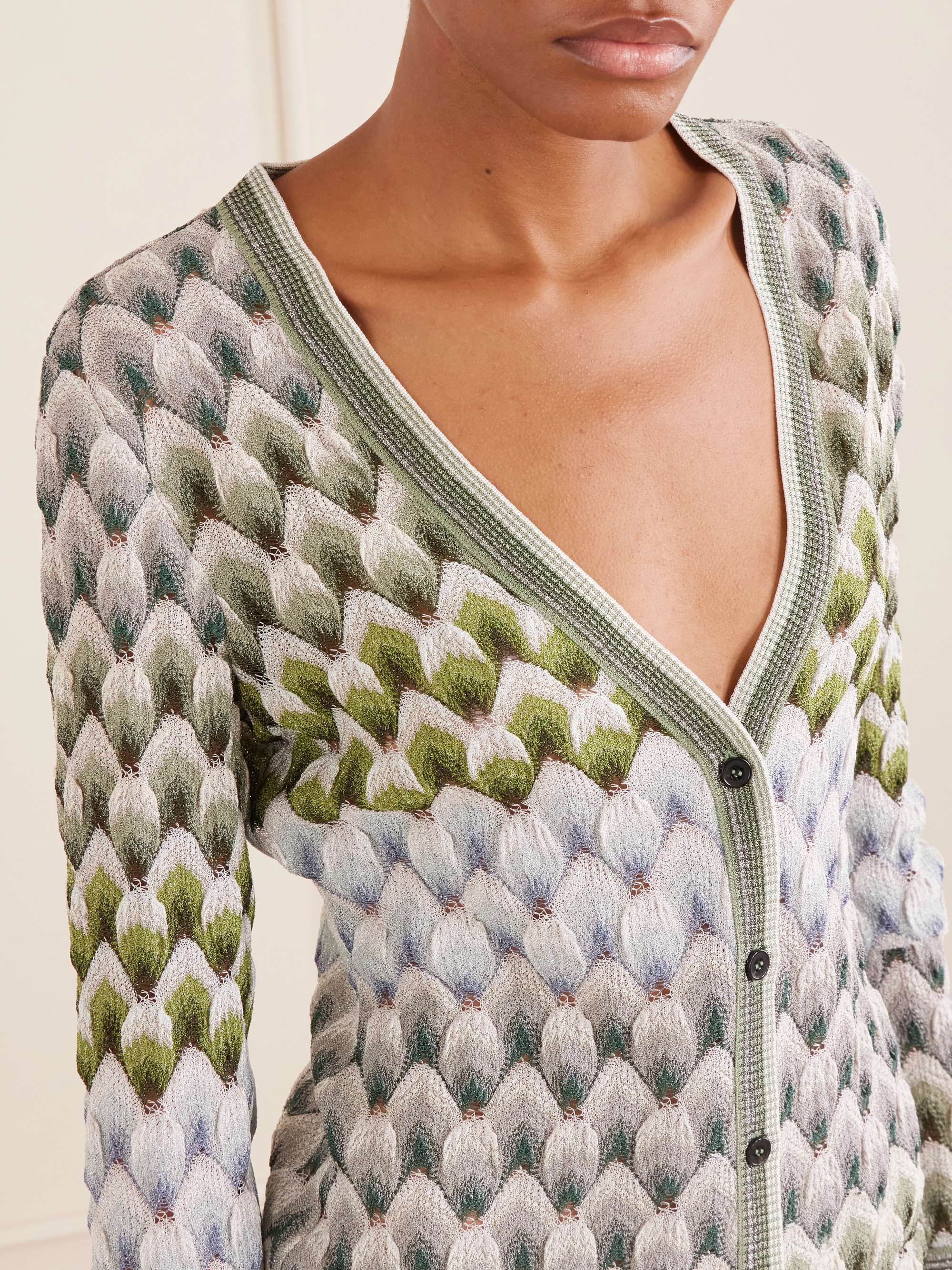 MISSONI Striped metallic crochet-knit cardigan | NET-A-PORTER
