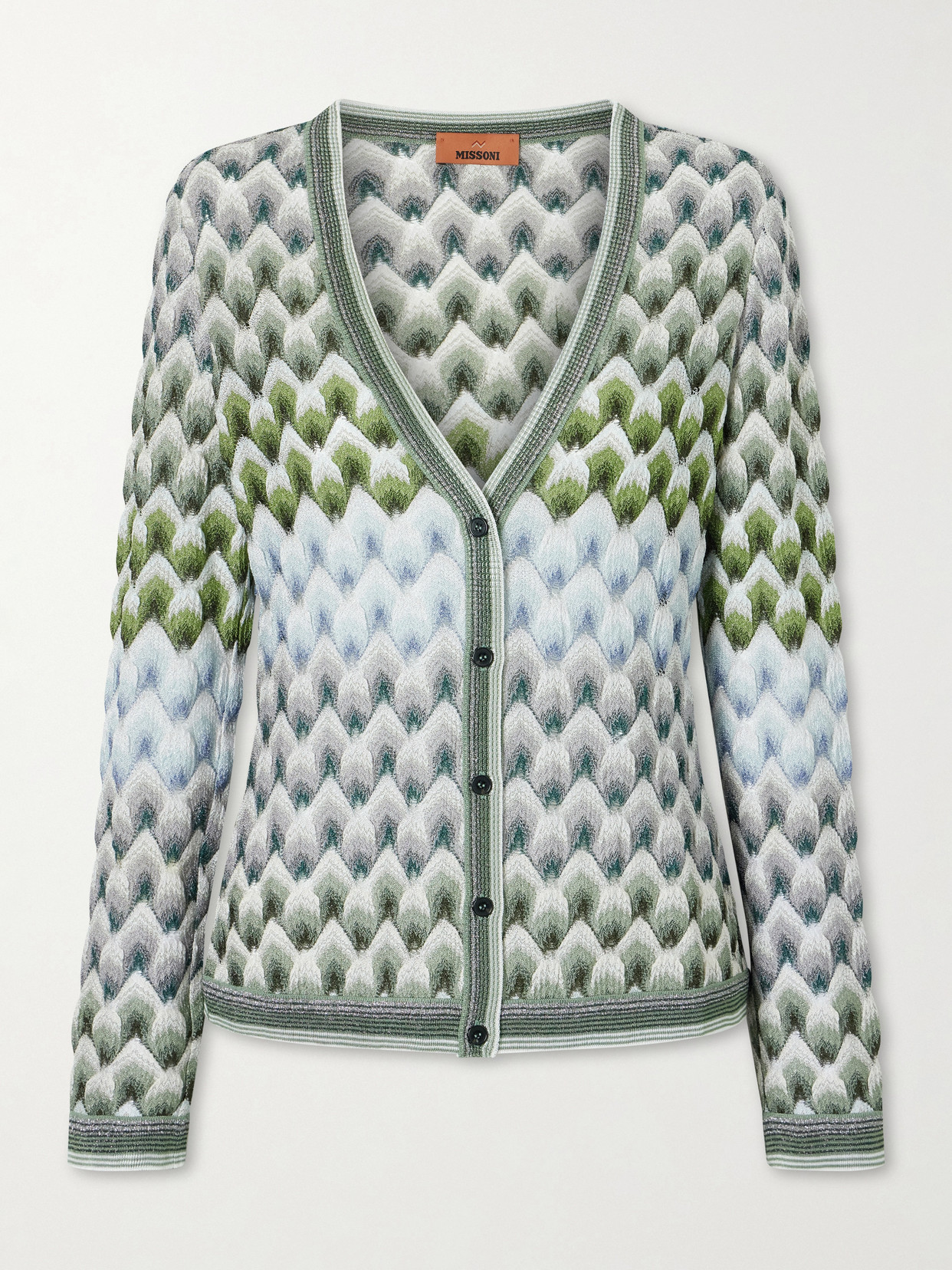 Missoni Striped Metallic Crochet-knit Cardigan In Multi