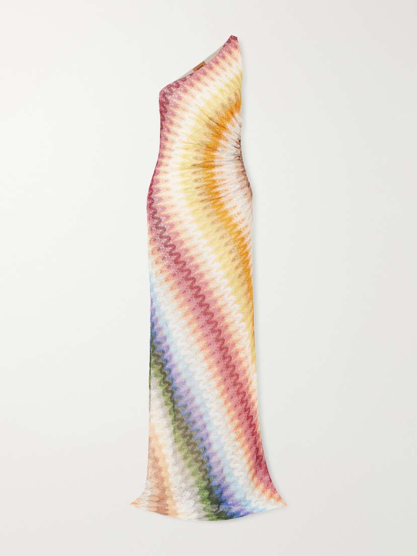 Missoni Striped Ruched Crochet-knit Maxi Dress
