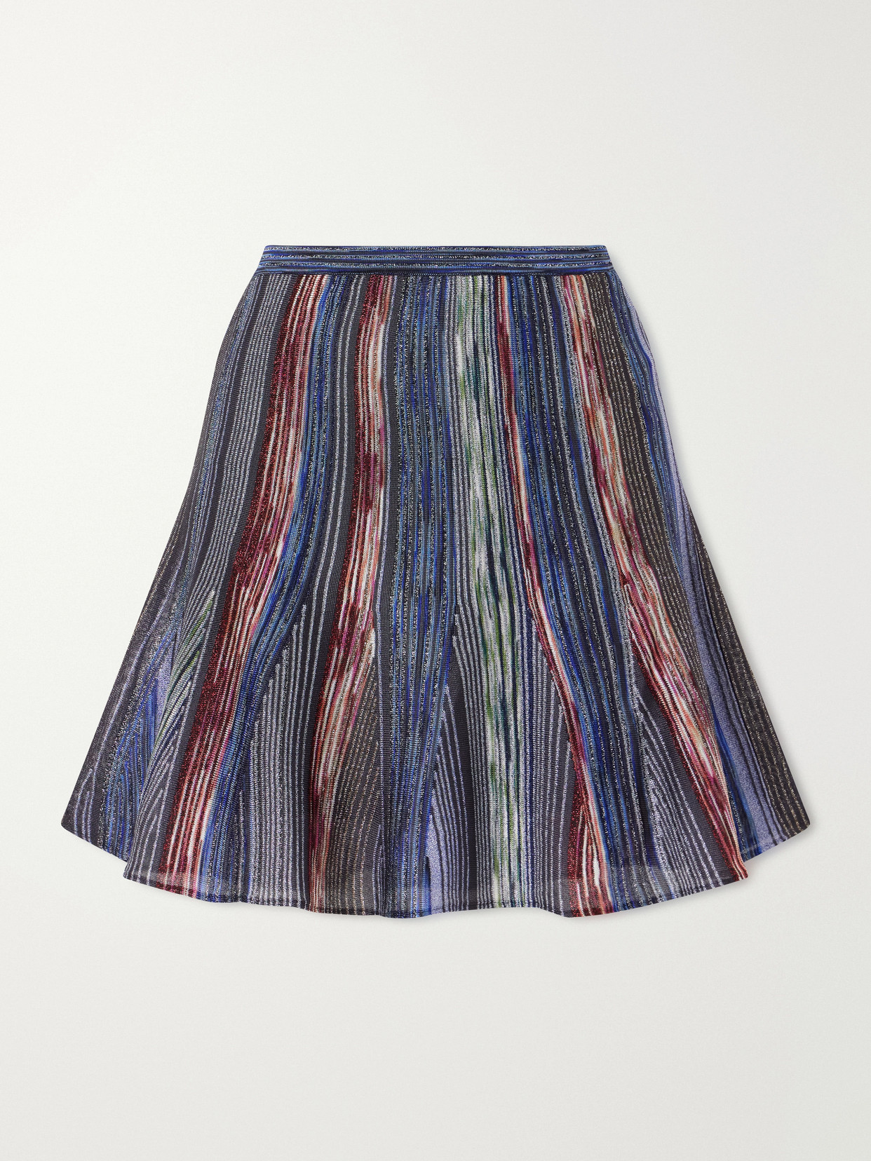 Missoni Striped Metallic Crochet-knit Mini Skirt In Blue