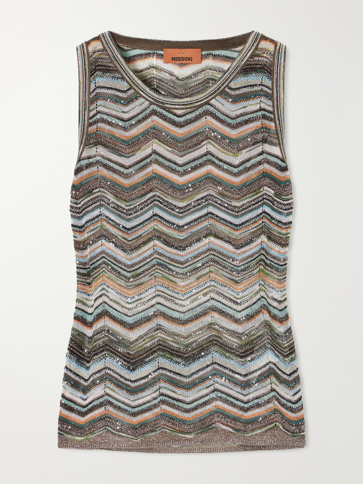 Missoni Striped Crochet-knit Halterneck Tank In Gray
