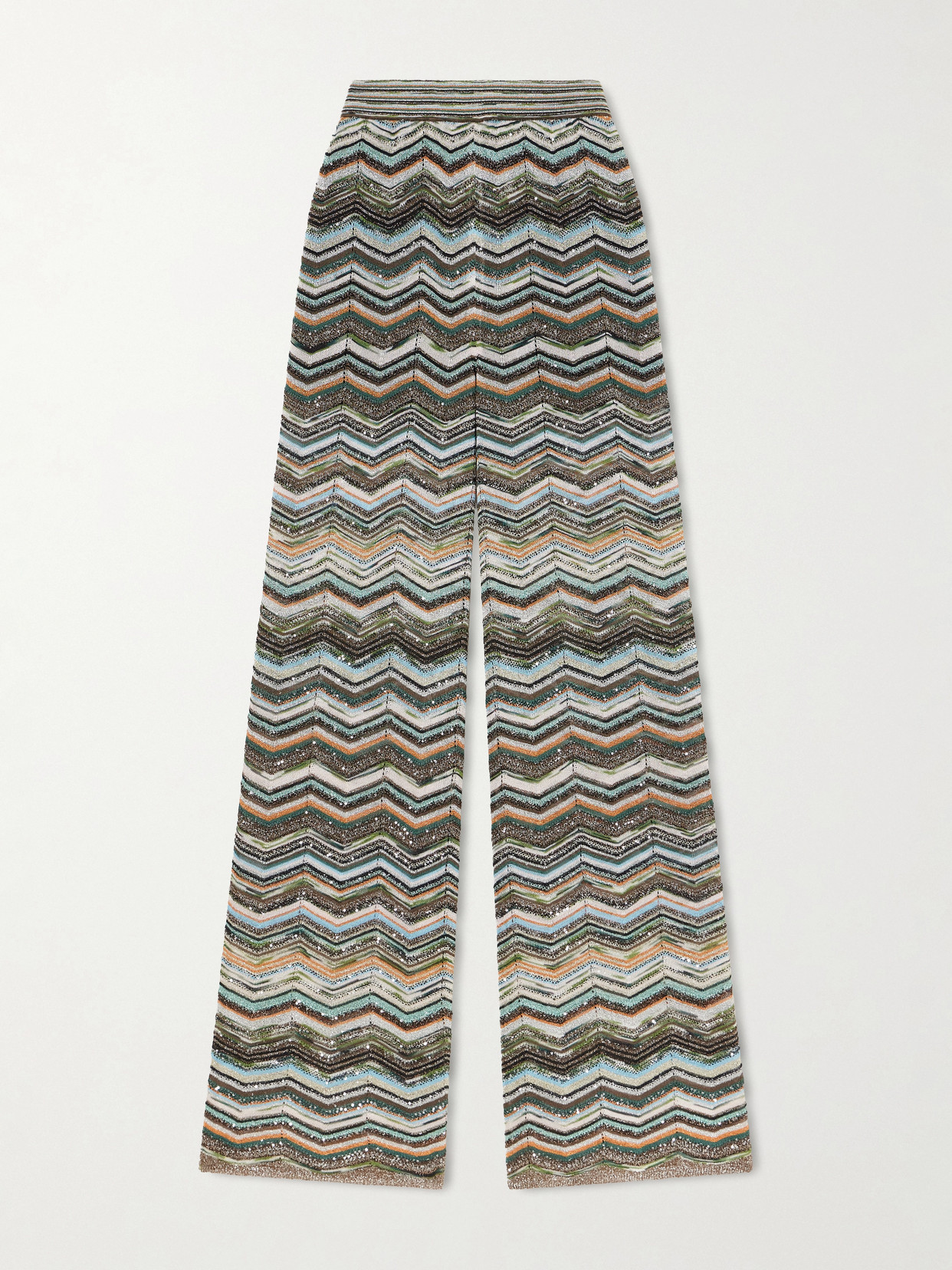 Missoni Striped Metallic Crochet-knit Wide-leg Pants In Multi