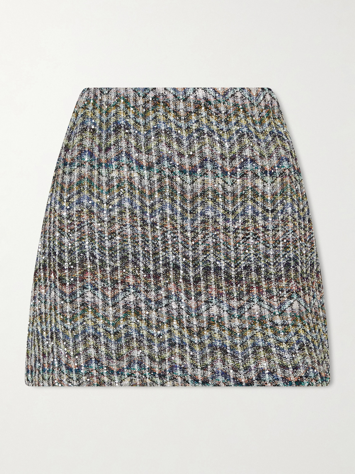 Missoni Striped Metallic Crochet-knit Mini Skirt In Multi