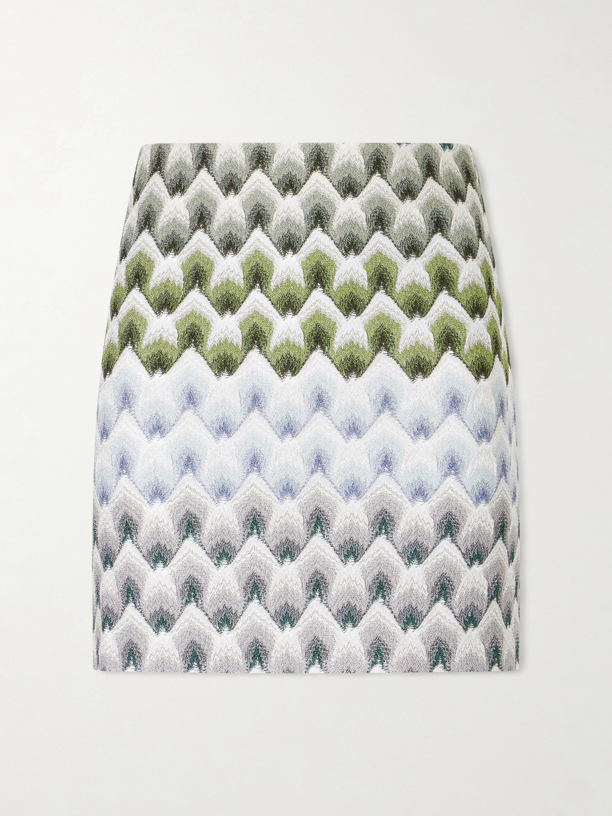 Missoni Embellished Crochet-knit Mini Skirt In Green