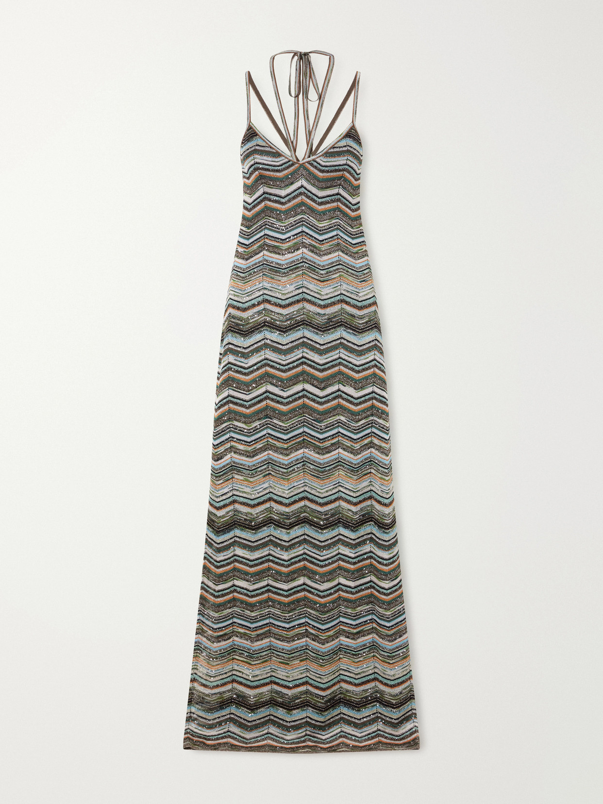 Missoni Striped Metallic Crochet-knit Maxi Dress In Multi