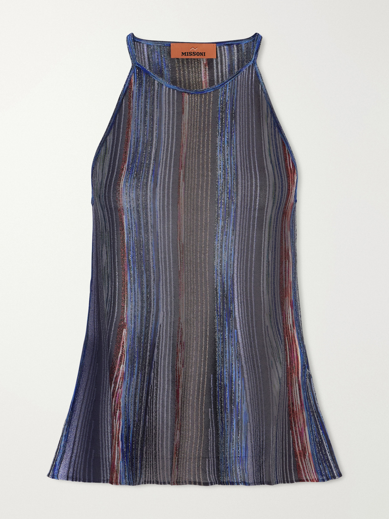 Missoni Striped Crochet-knit Tank In Purple