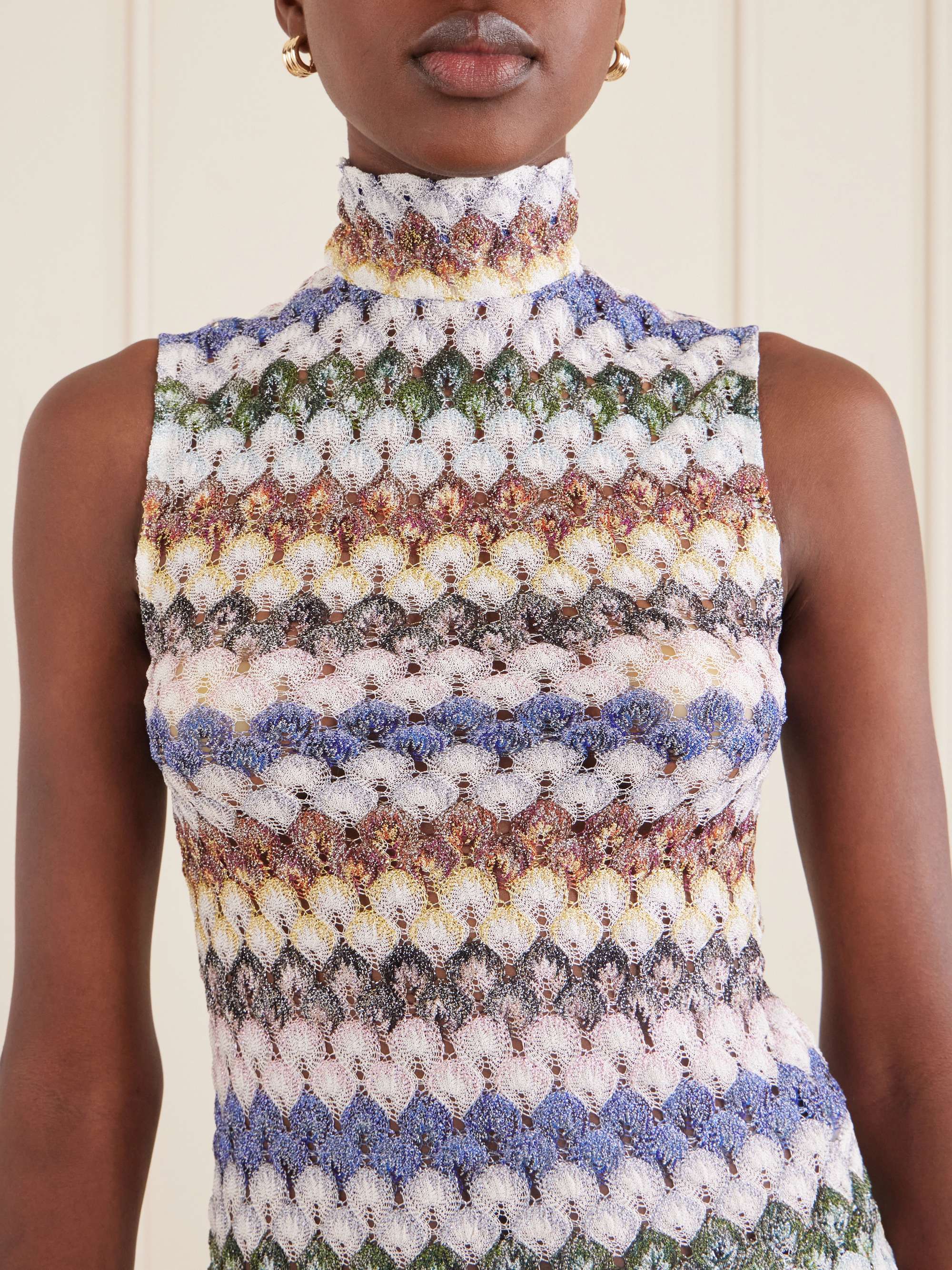 タグ付き新品　MISSONI ラメ　きらきらニットタンクトップ MISSONI Striped metallic crochet-knit tank | NET-A-PORTER